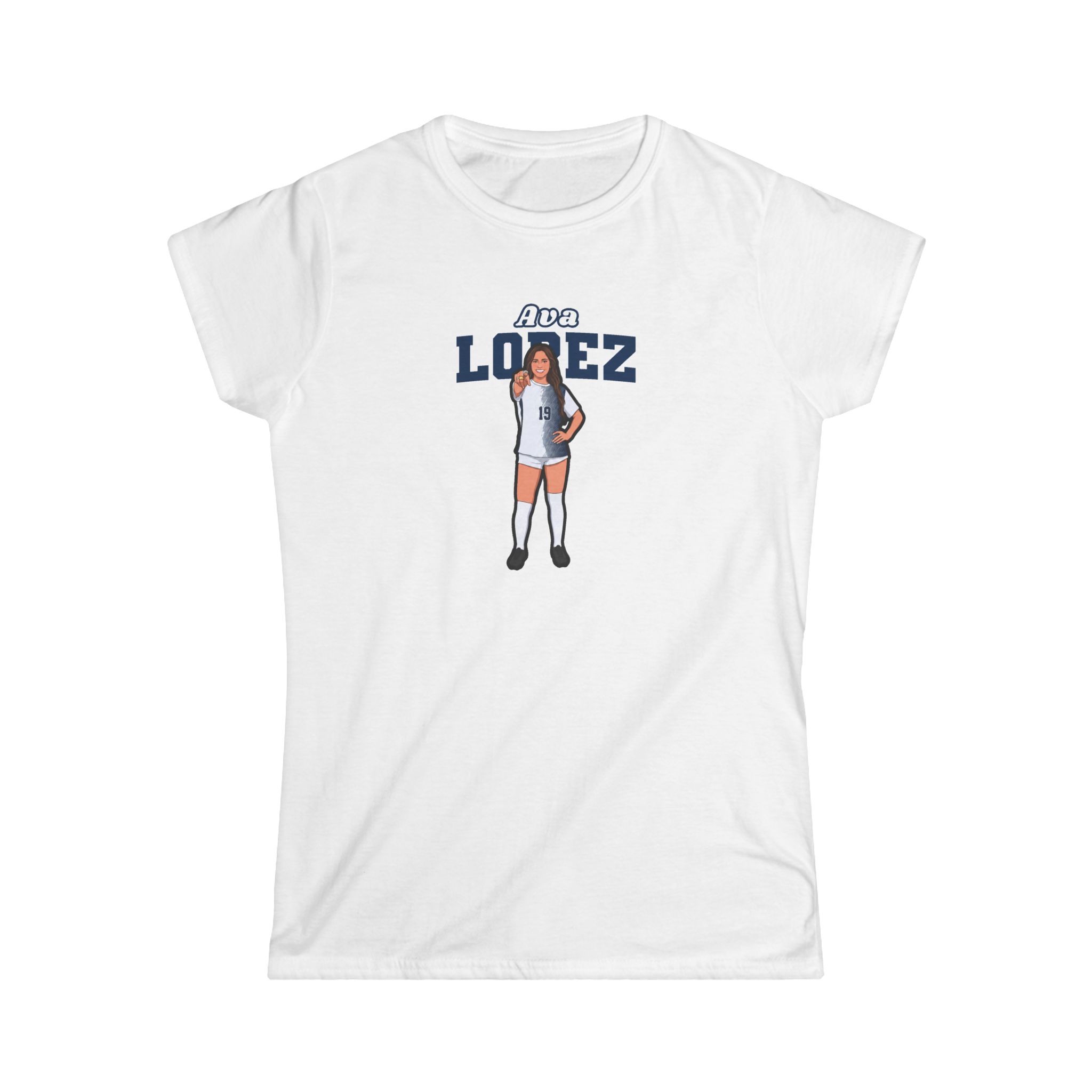 Women's Softstyle Tee — character_name_arch in White