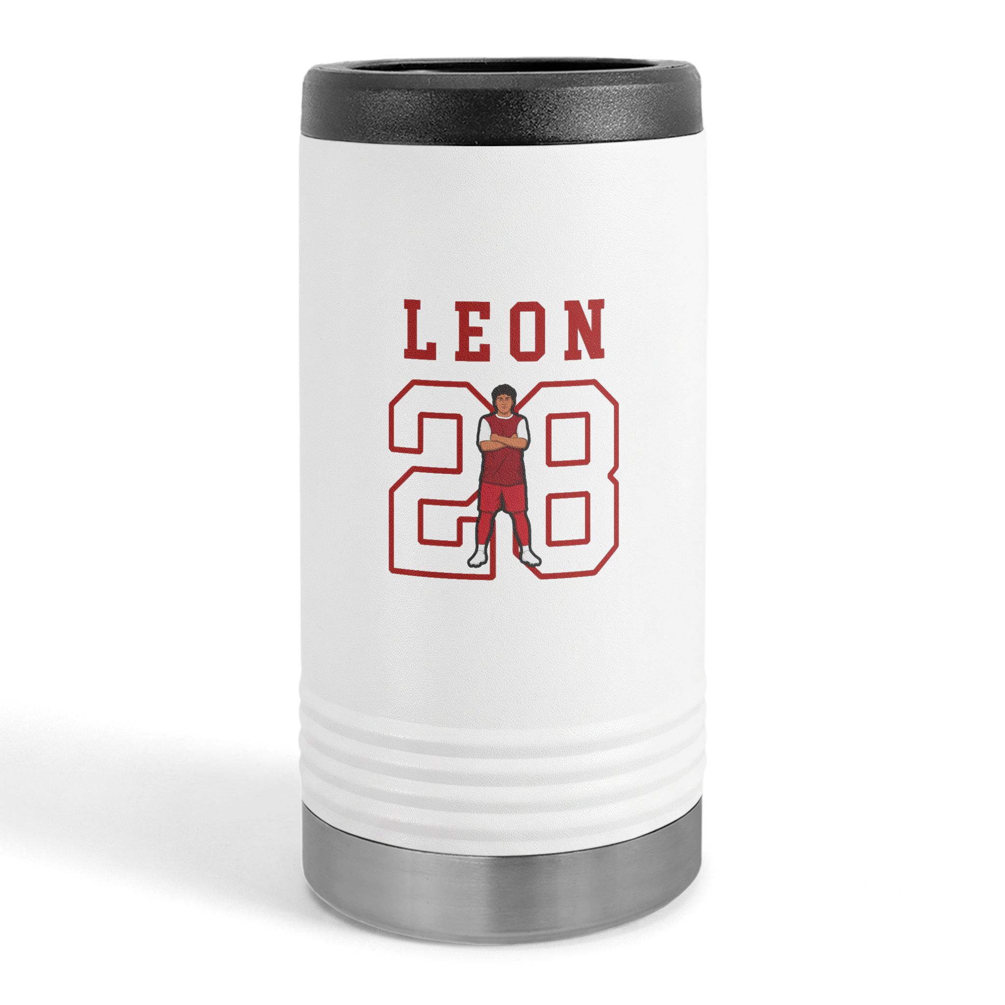 Slim Stainless Can Cooler — character_shirsey in White