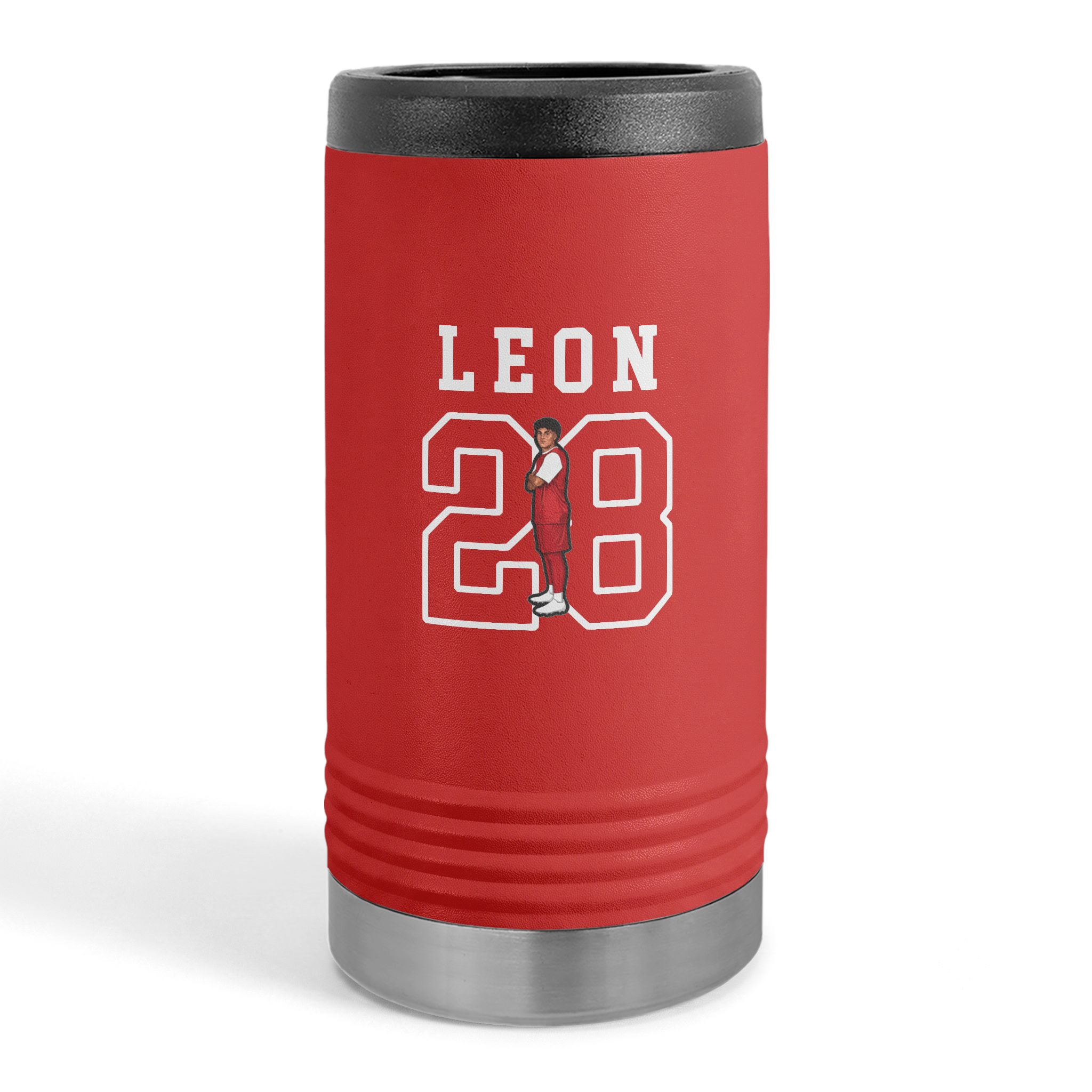 Slim Stainless Can Cooler — character_shirsey in Red