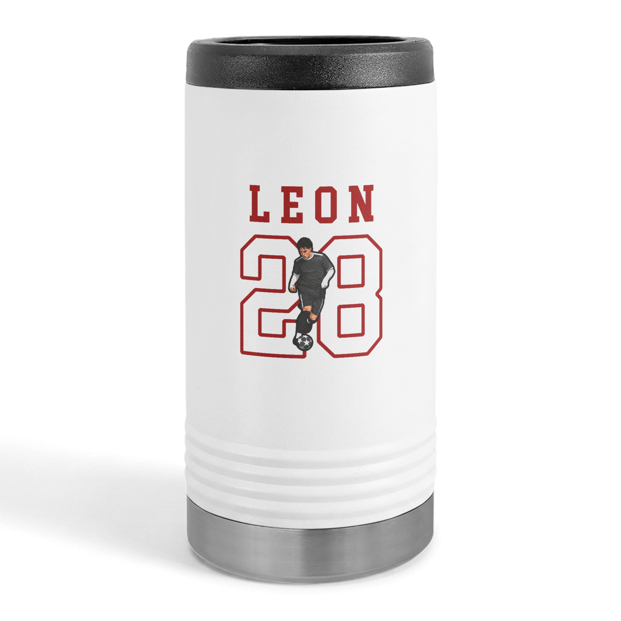 Slim Stainless Can Cooler — character_shirsey in White