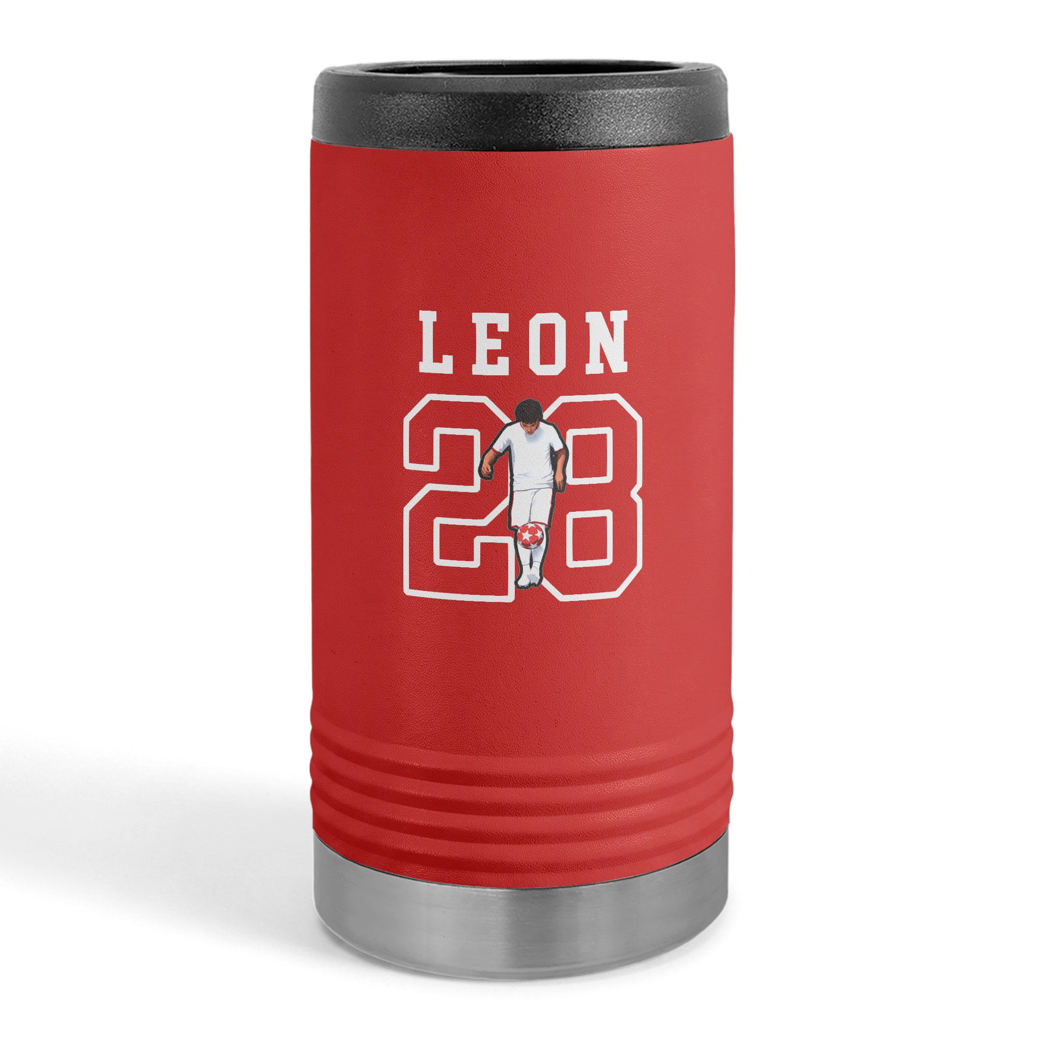 Slim Stainless Can Cooler — character_shirsey in Red