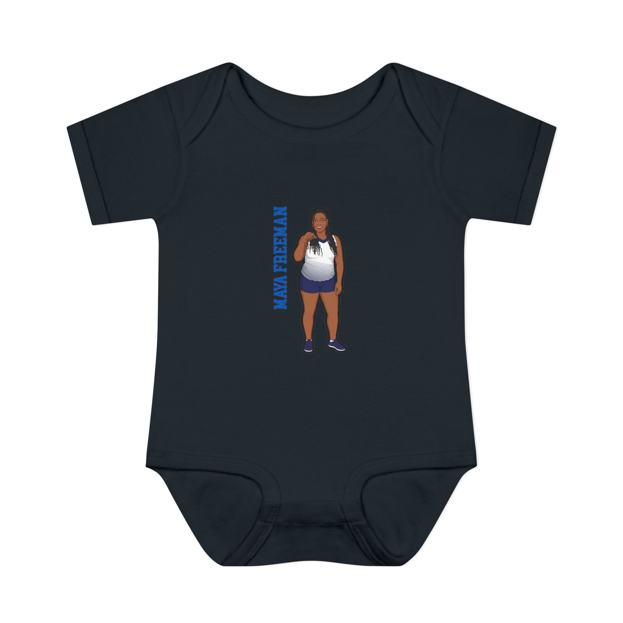 Baby Onesie — character_name_vertical in Black