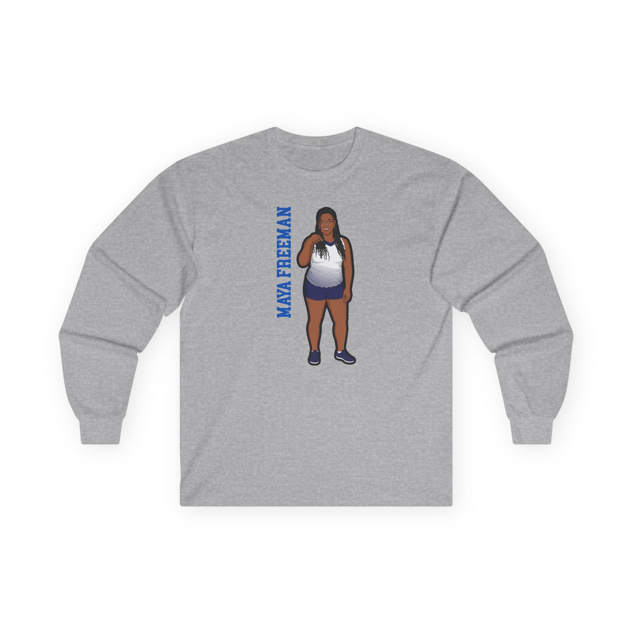 Long Sleeve Tee — character_name_vertical in Grey