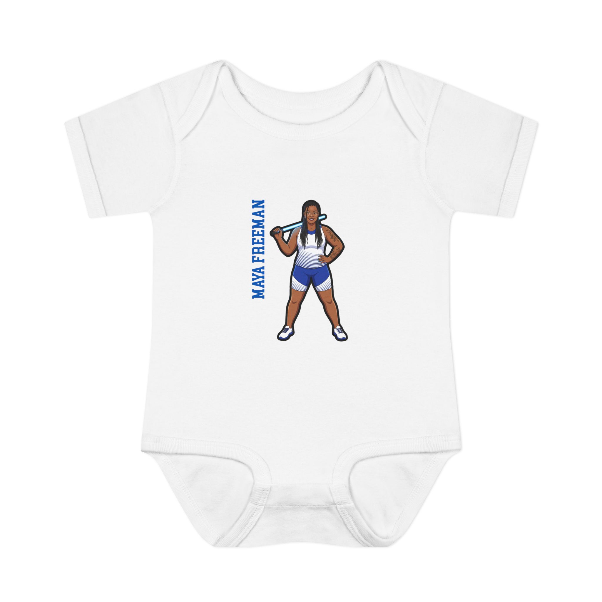 Baby Onesie — character_name_vertical in White