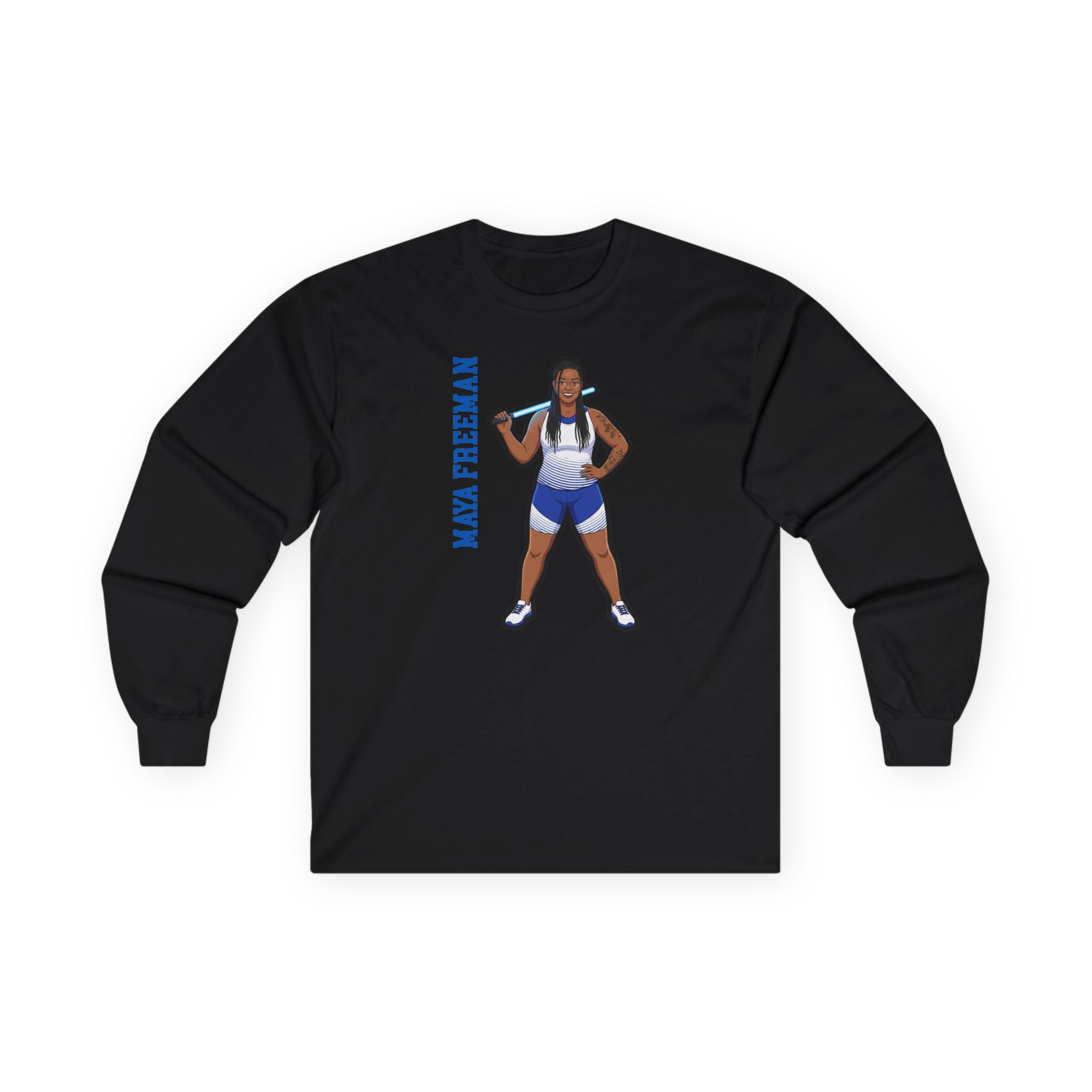 Long Sleeve Tee — character_name_vertical in Black