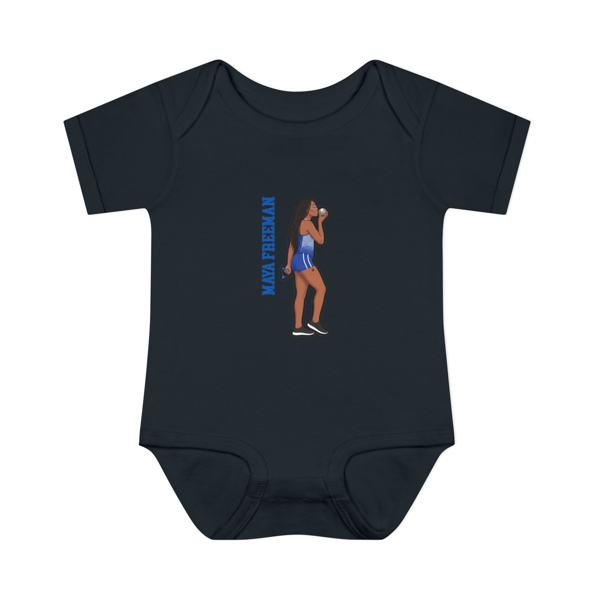Baby Onesie — character_name_vertical in Black