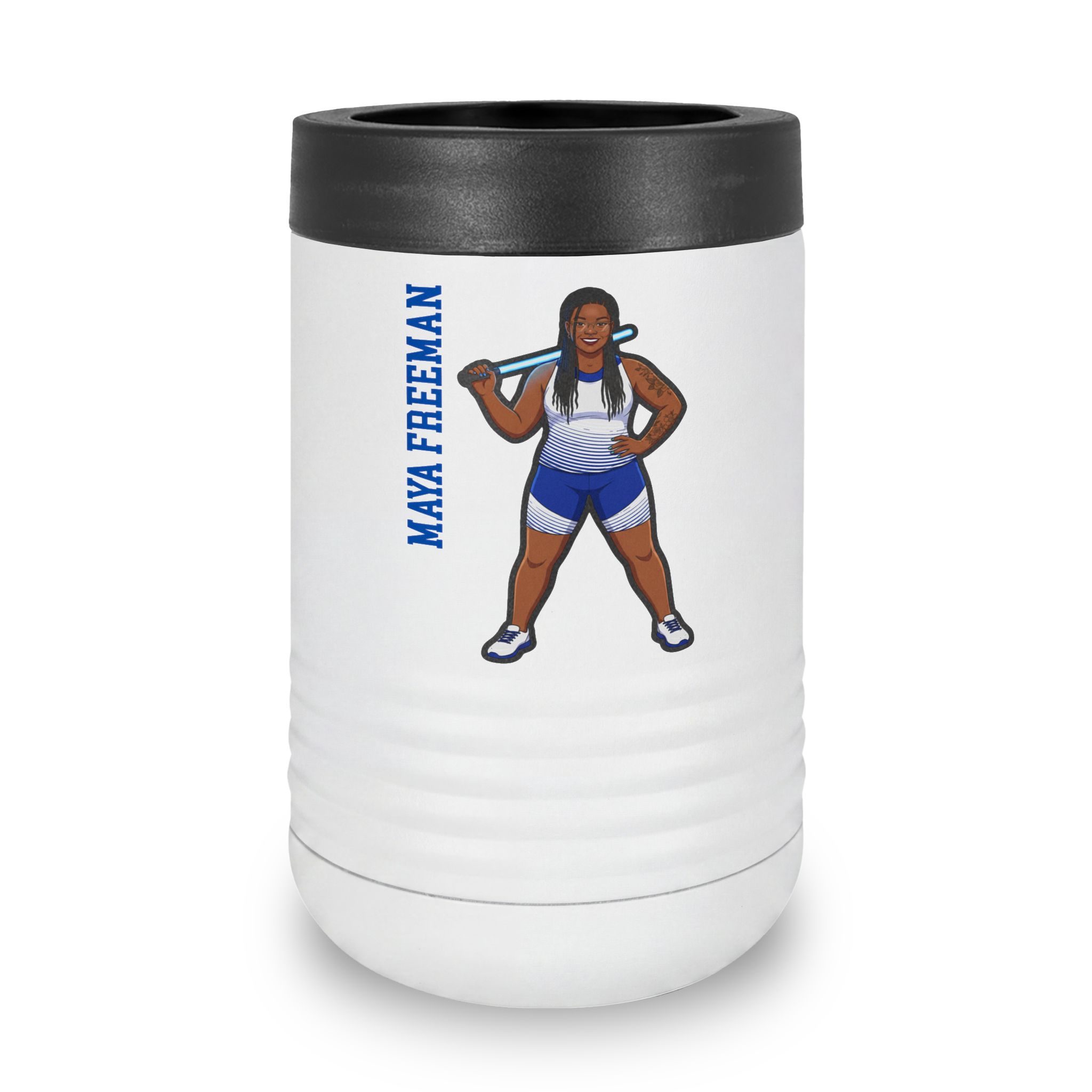Stainless Can Cooler — character_name_vertical in White