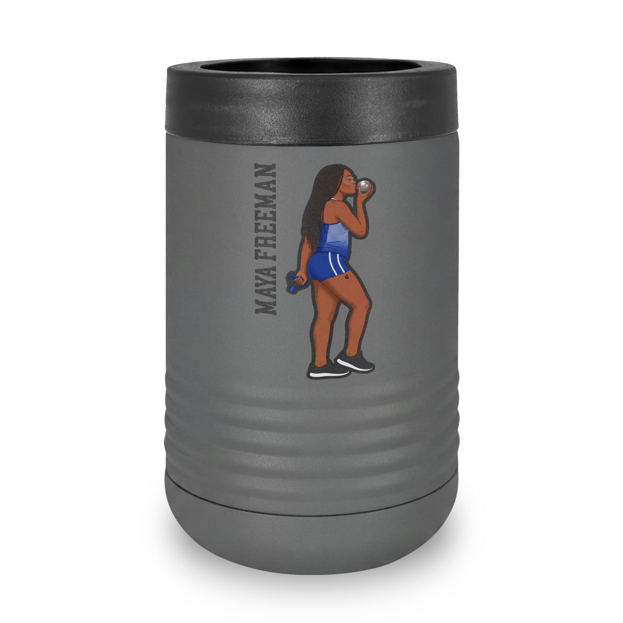 Stainless Can Cooler — character_name_vertical in Grey