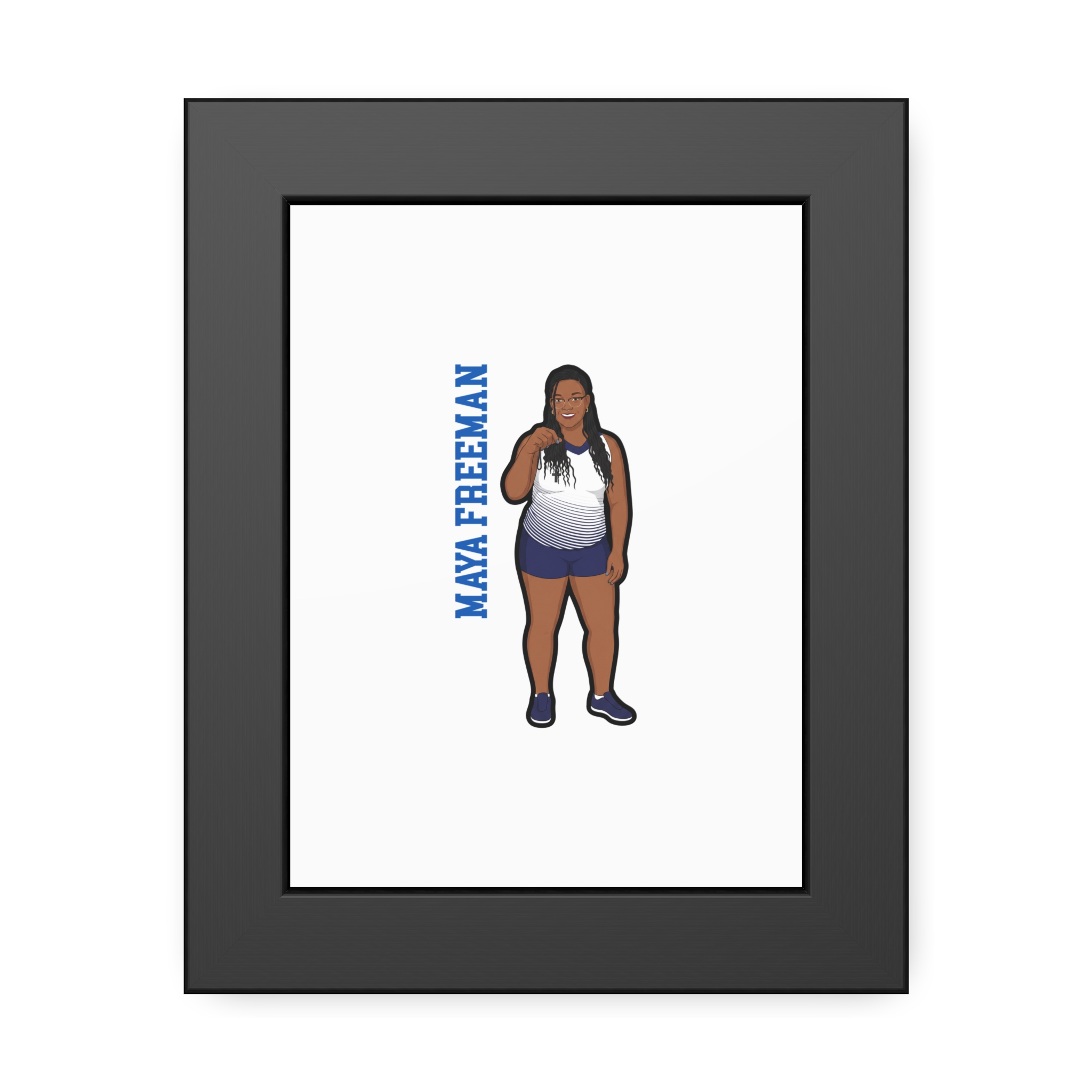 Framed Poster — character_name_vertical in Black