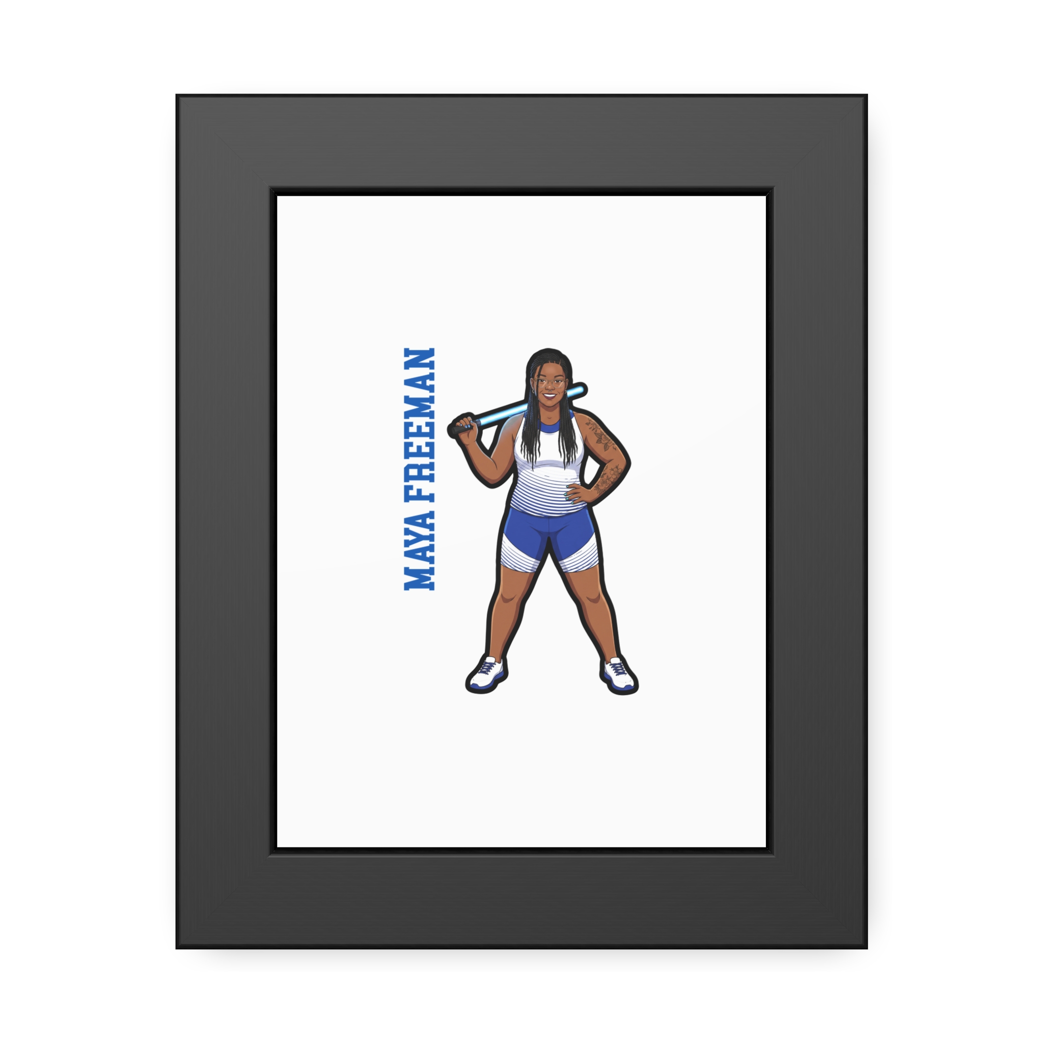 Framed Poster — character_name_vertical in Black