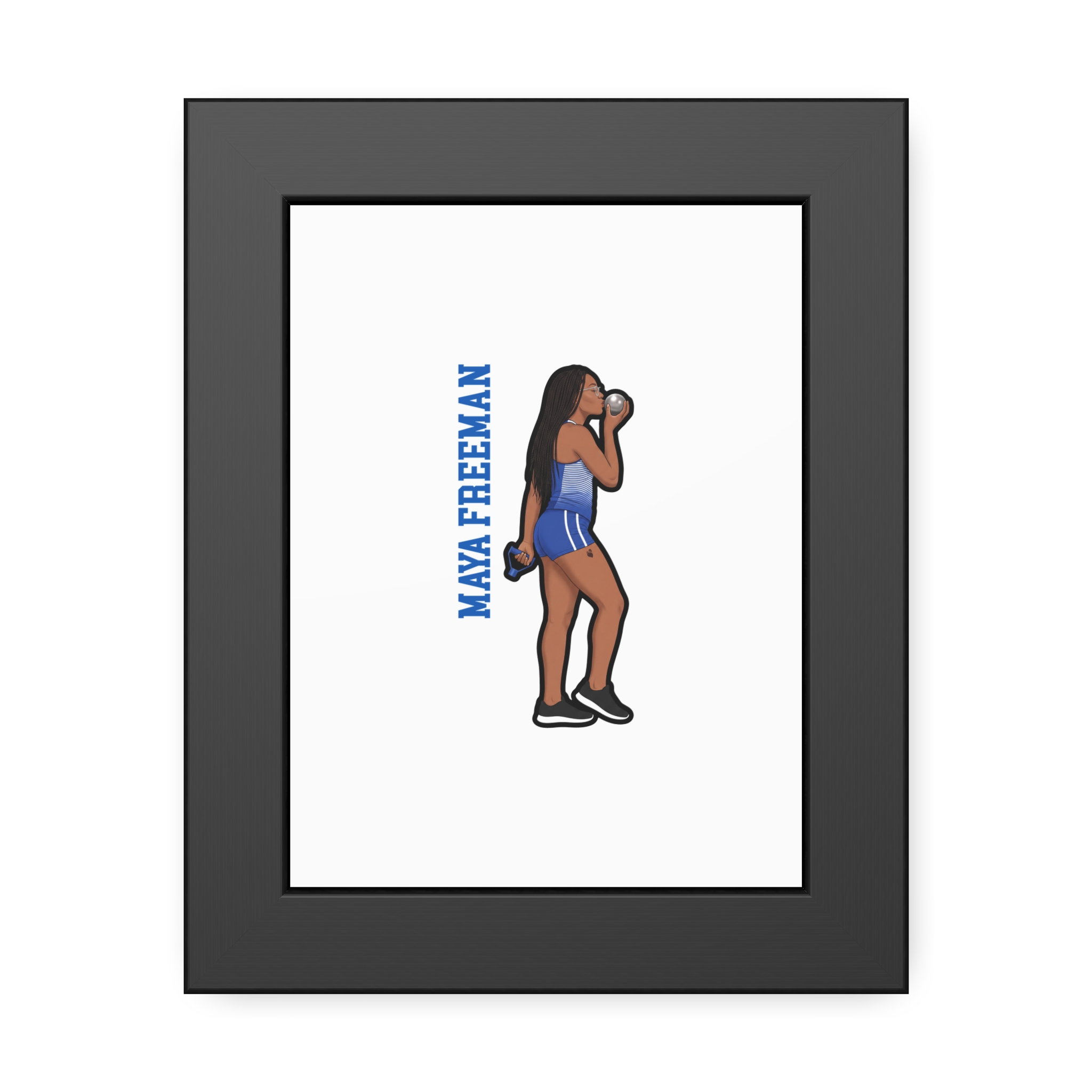 Framed Poster — character_name_vertical in Black