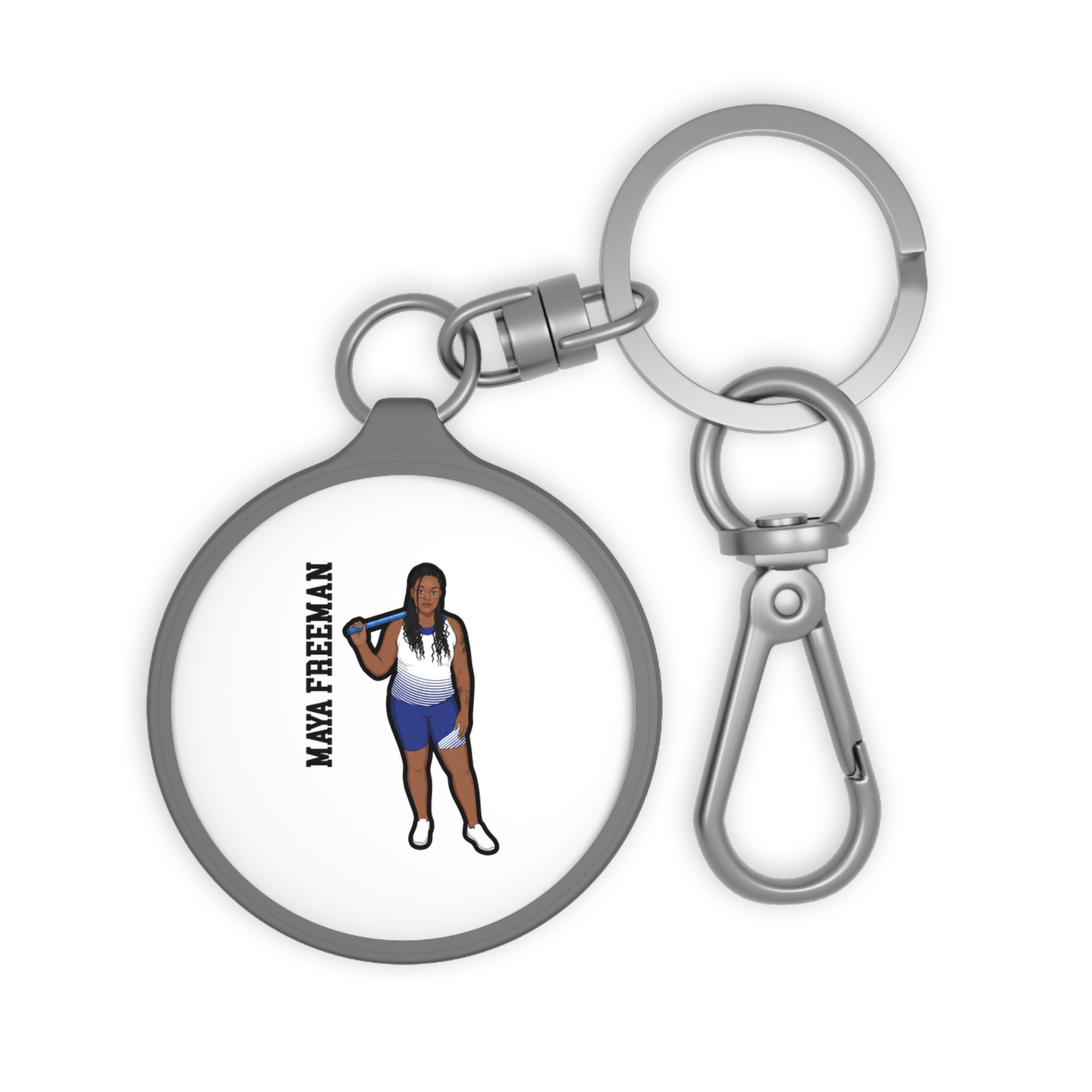Keychain — character_name_vertical in Grey