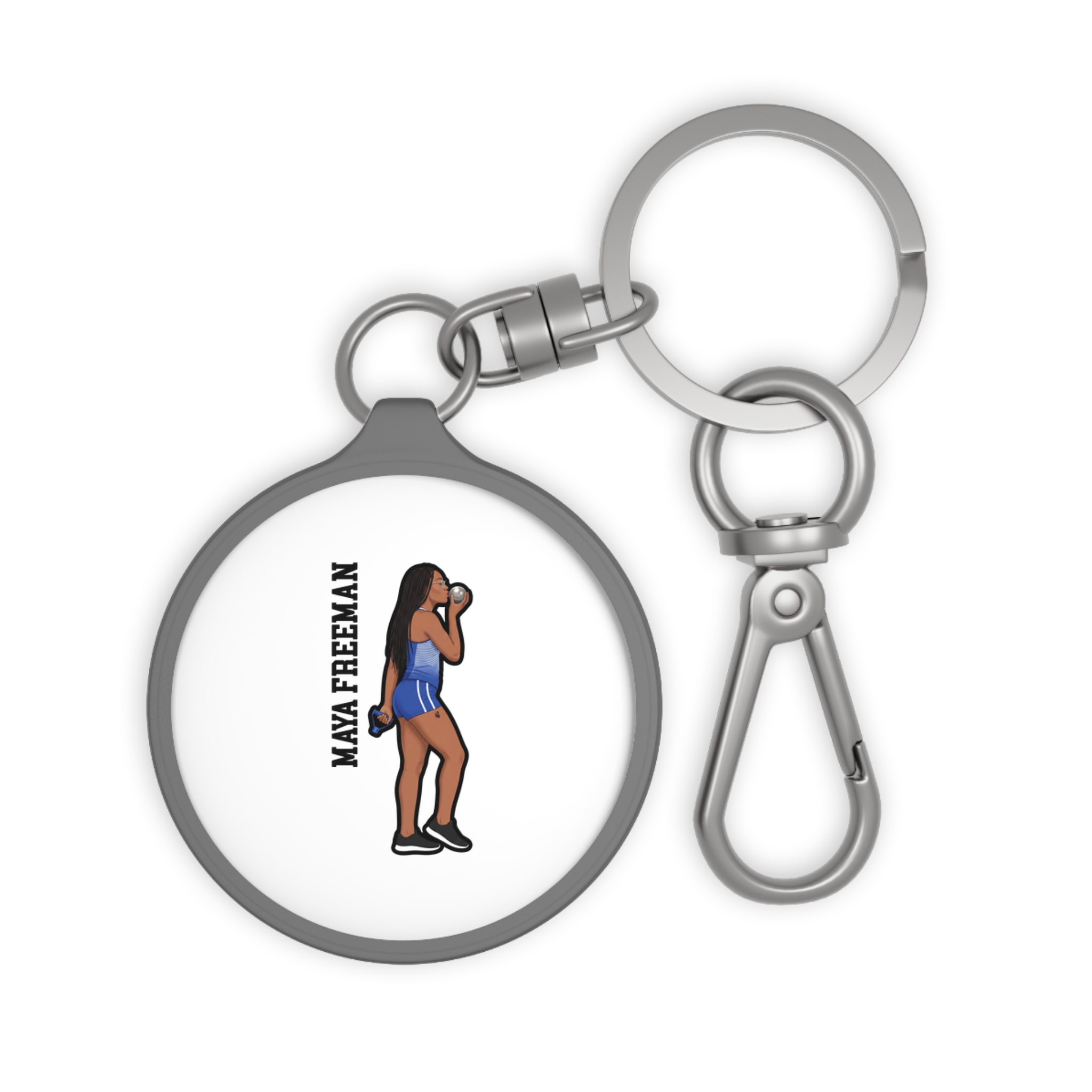 Keychain — character_name_vertical in Grey