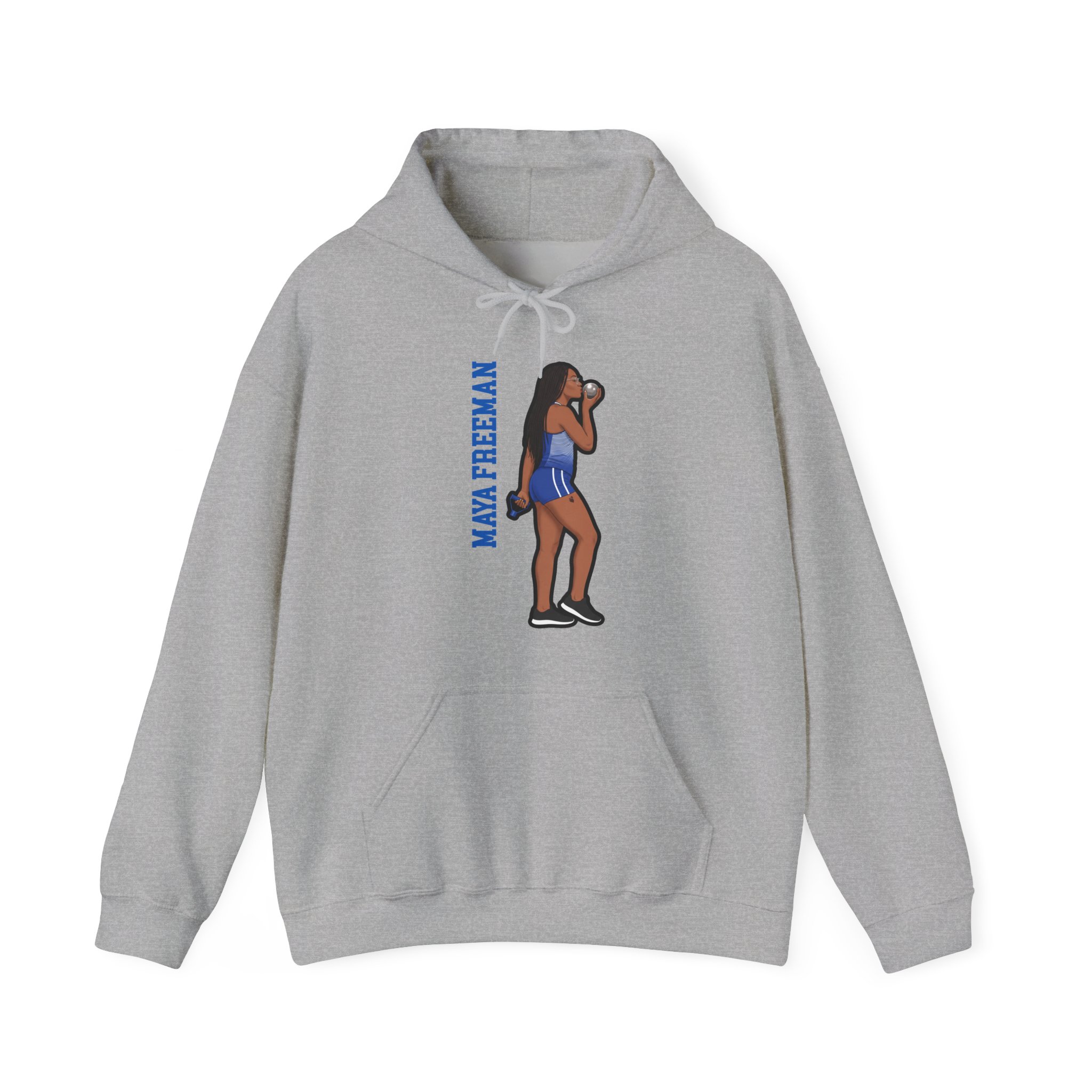 Hoodie — character_name_vertical in Grey