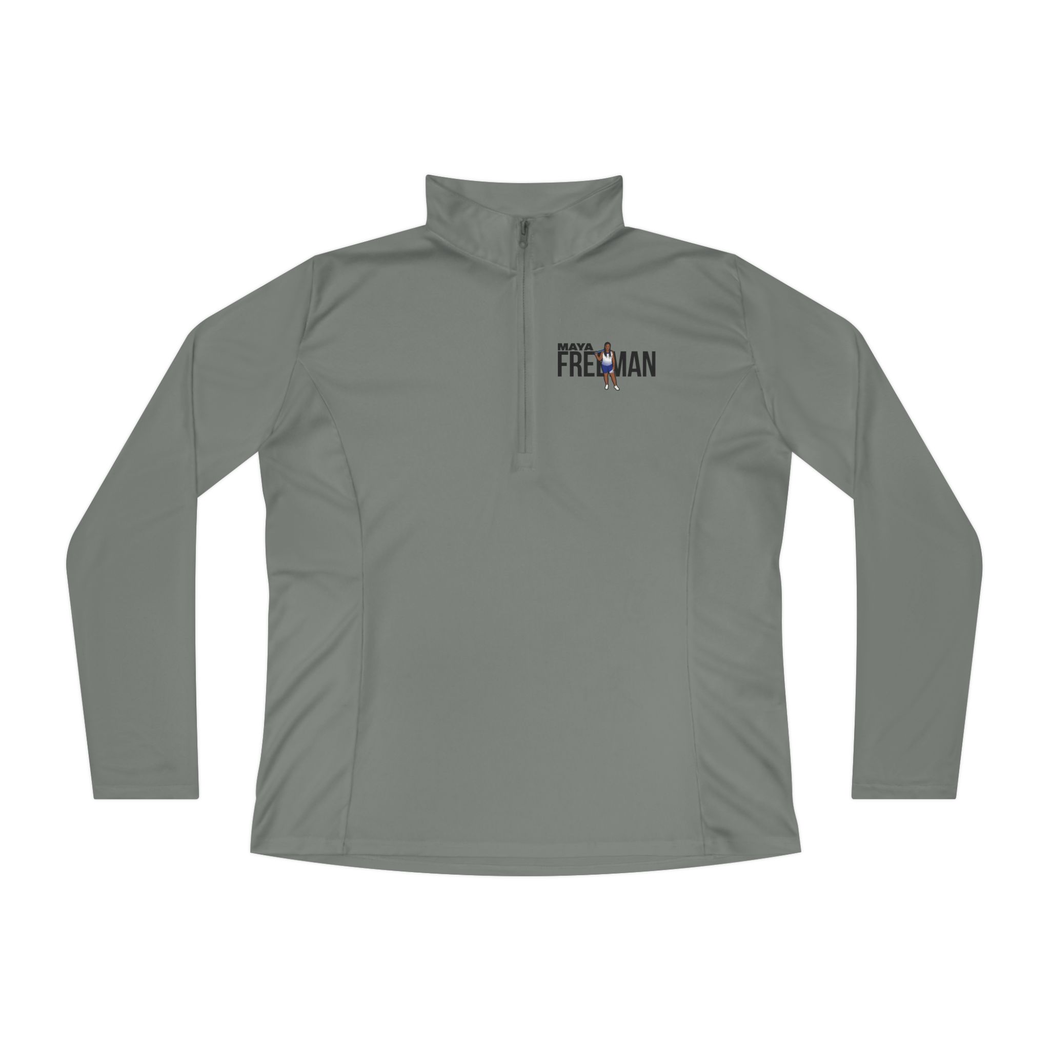 Women's Q-Zip Pullover — character_player_name in Grey