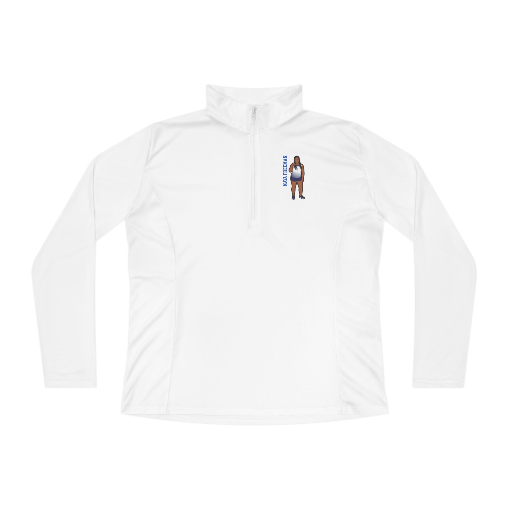 Women's Q-Zip Pullover — character_name_vertical in White