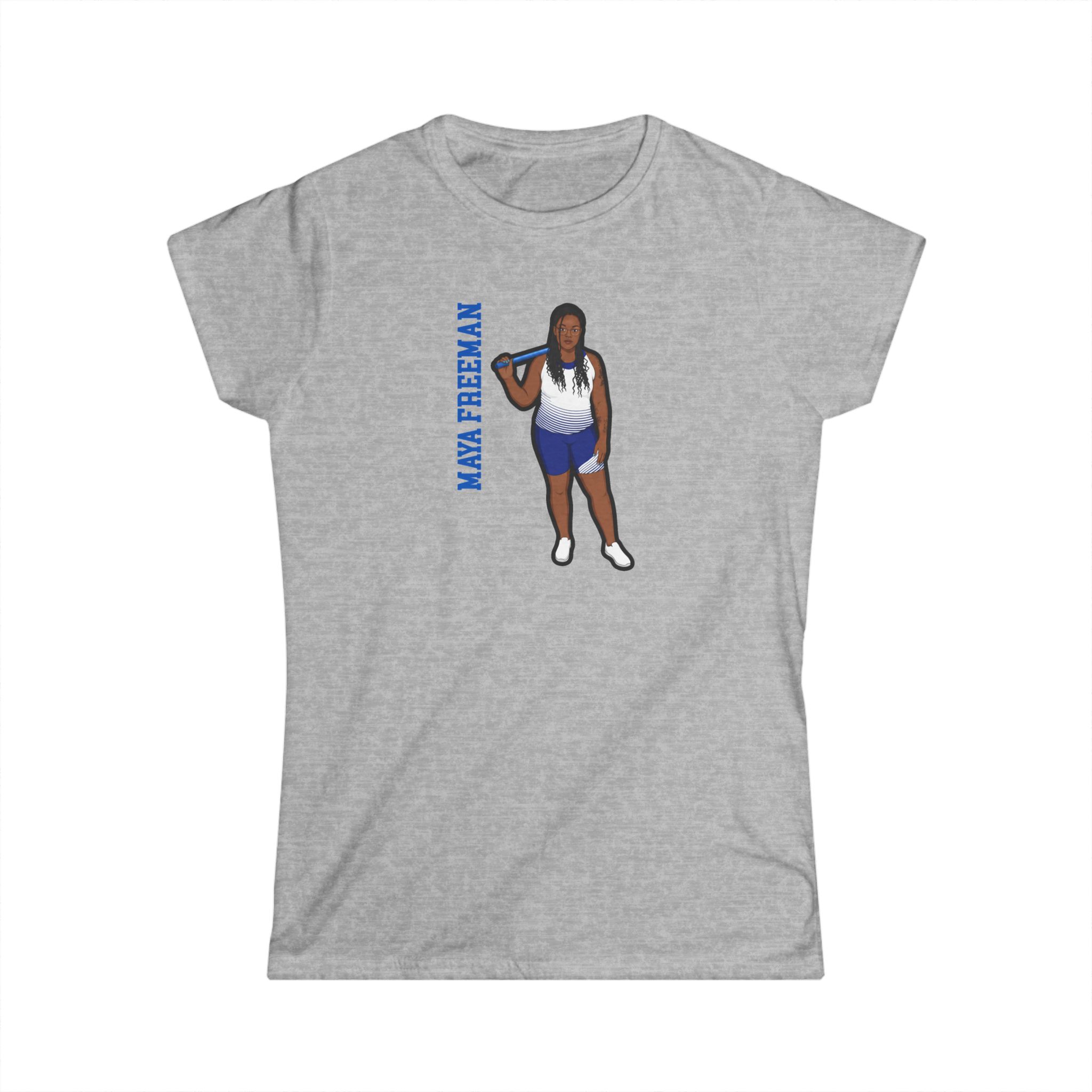 Women's Softstyle Tee — character_name_vertical in Grey