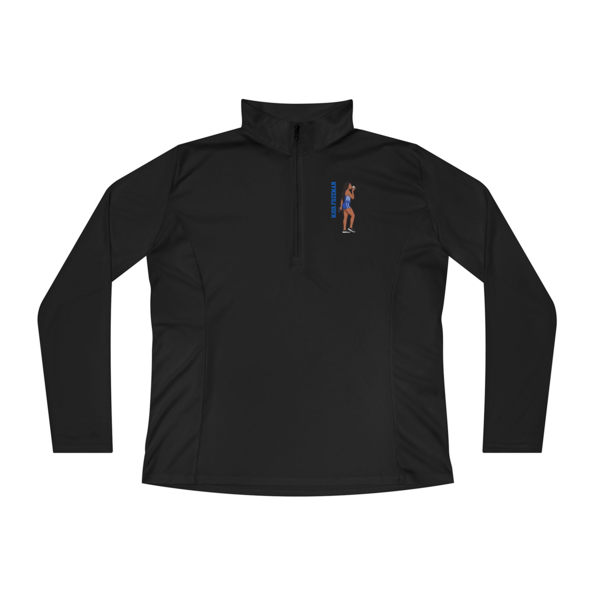 Women's Q-Zip Pullover — character_name_vertical in Black