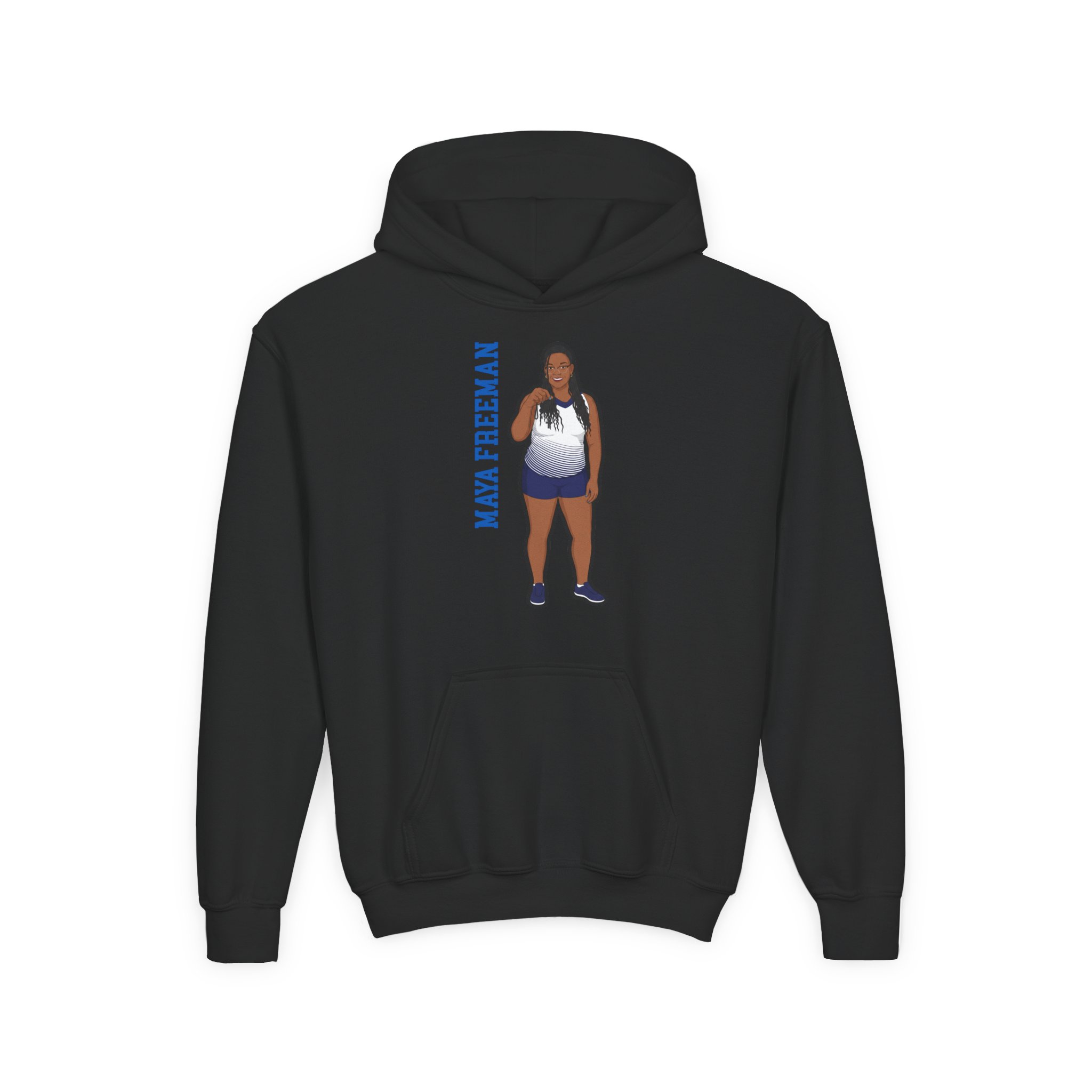 Youth Hoodie — character_name_vertical in Black