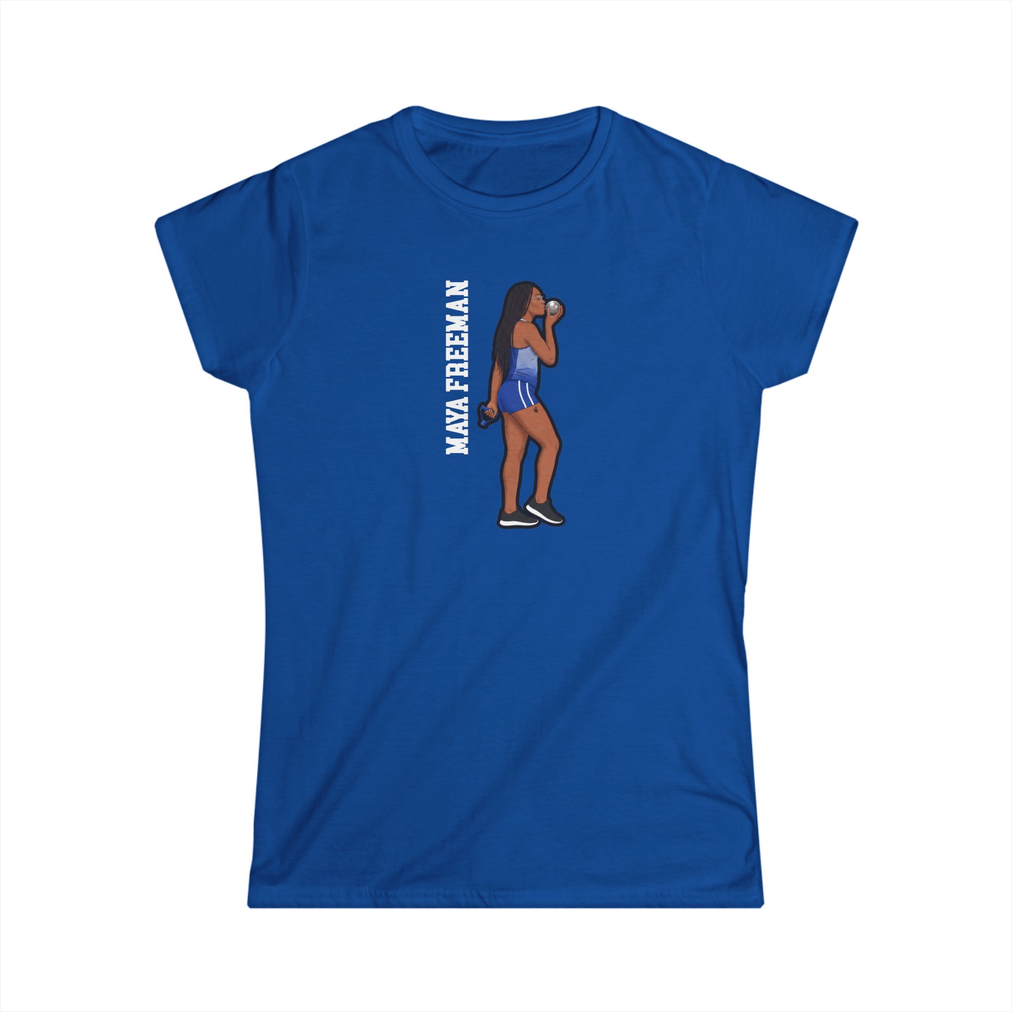 Women's Softstyle Tee — character_name_vertical in Royal