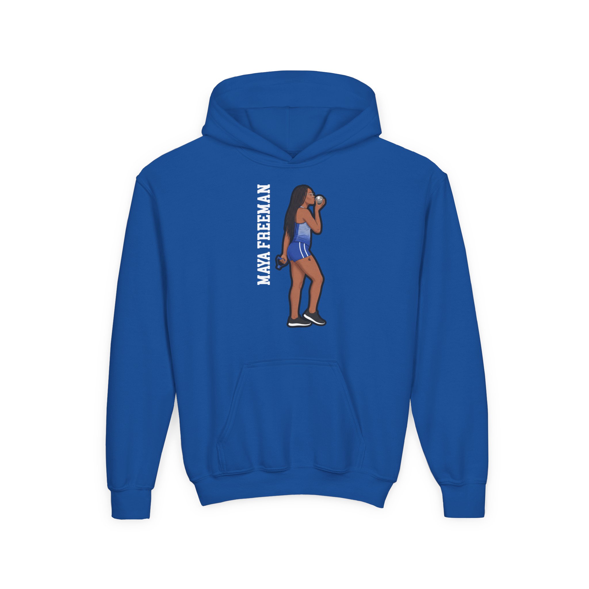 Youth Hoodie — character_name_vertical in Royal