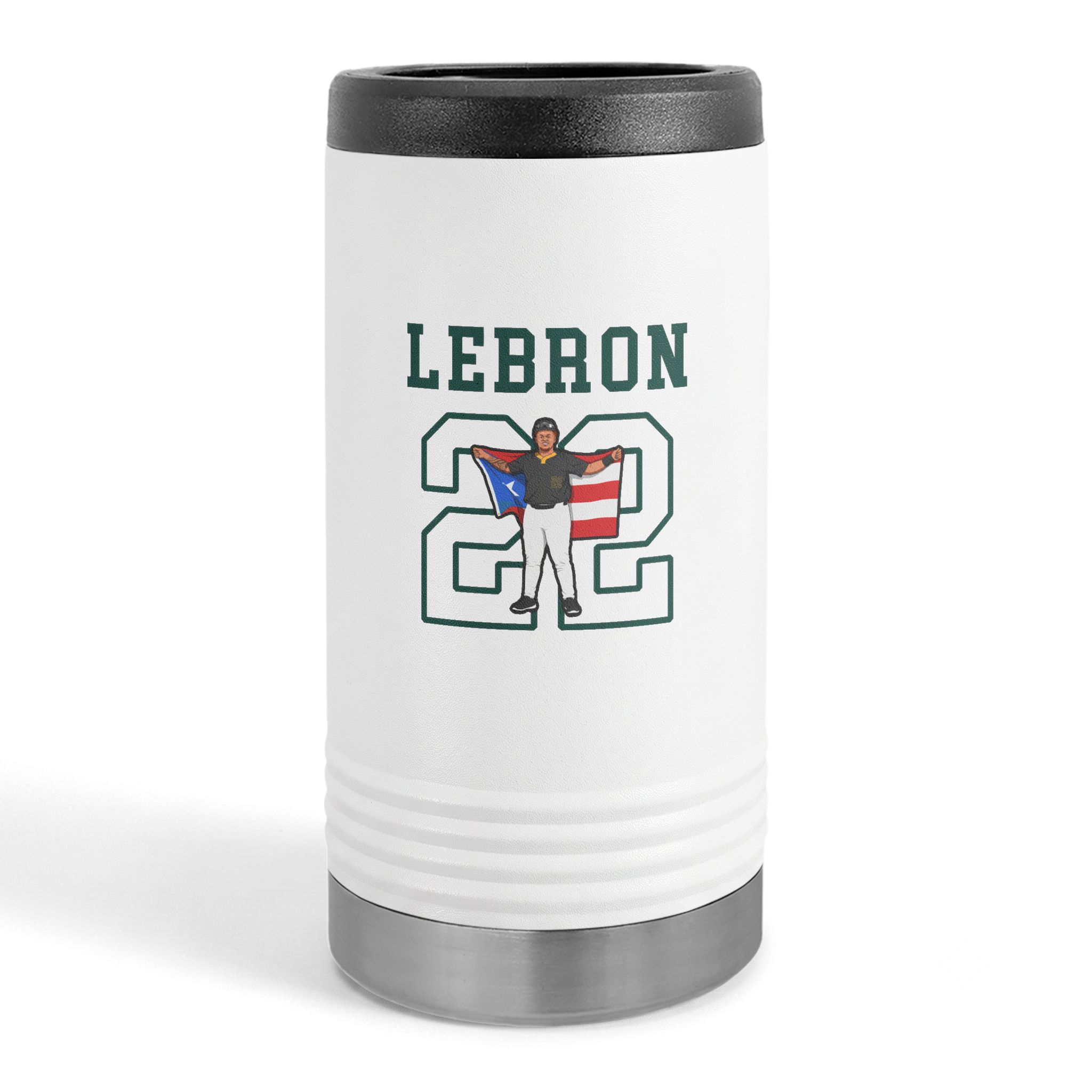 Slim Stainless Can Cooler — character_shirsey in White