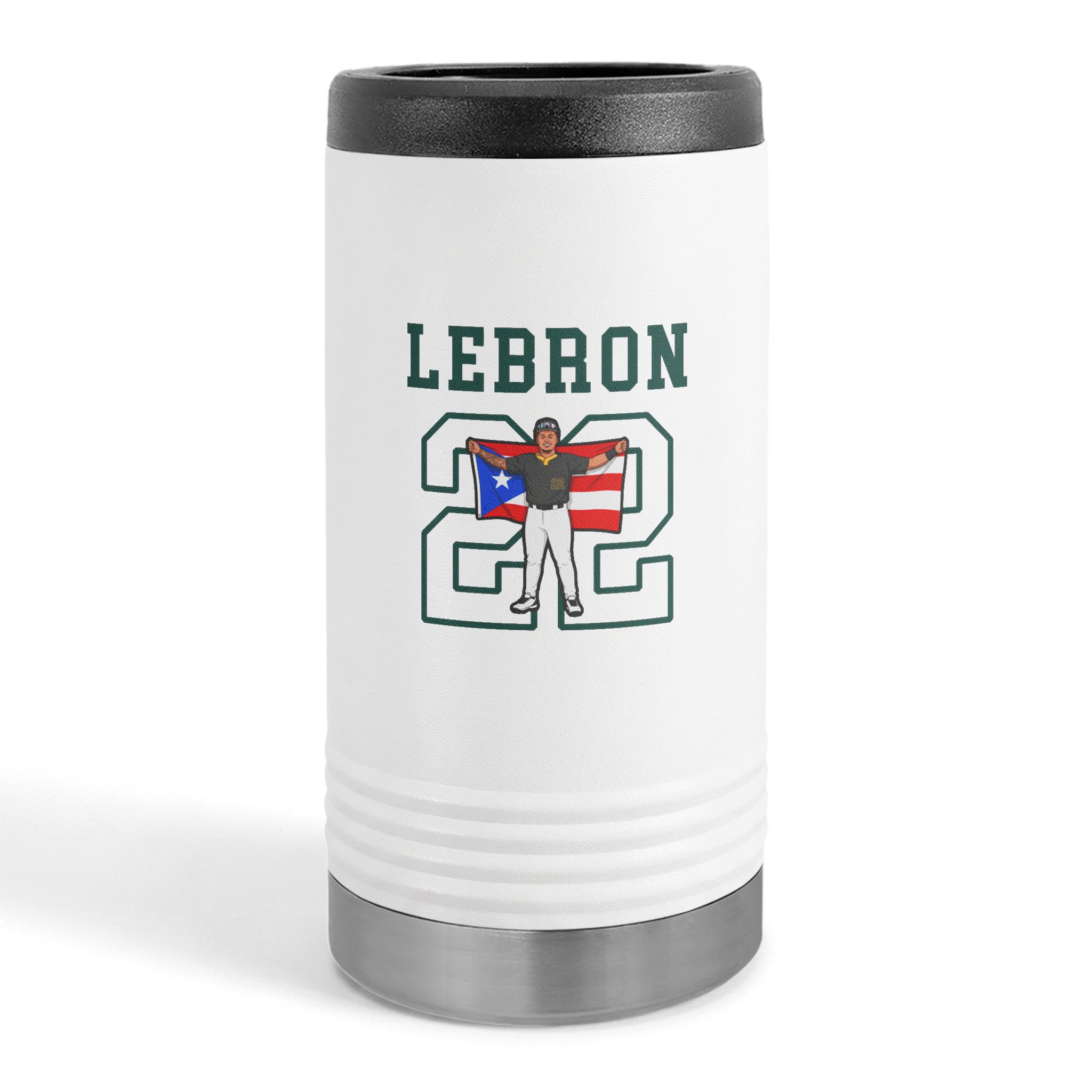 Slim Stainless Can Cooler — character_shirsey in White