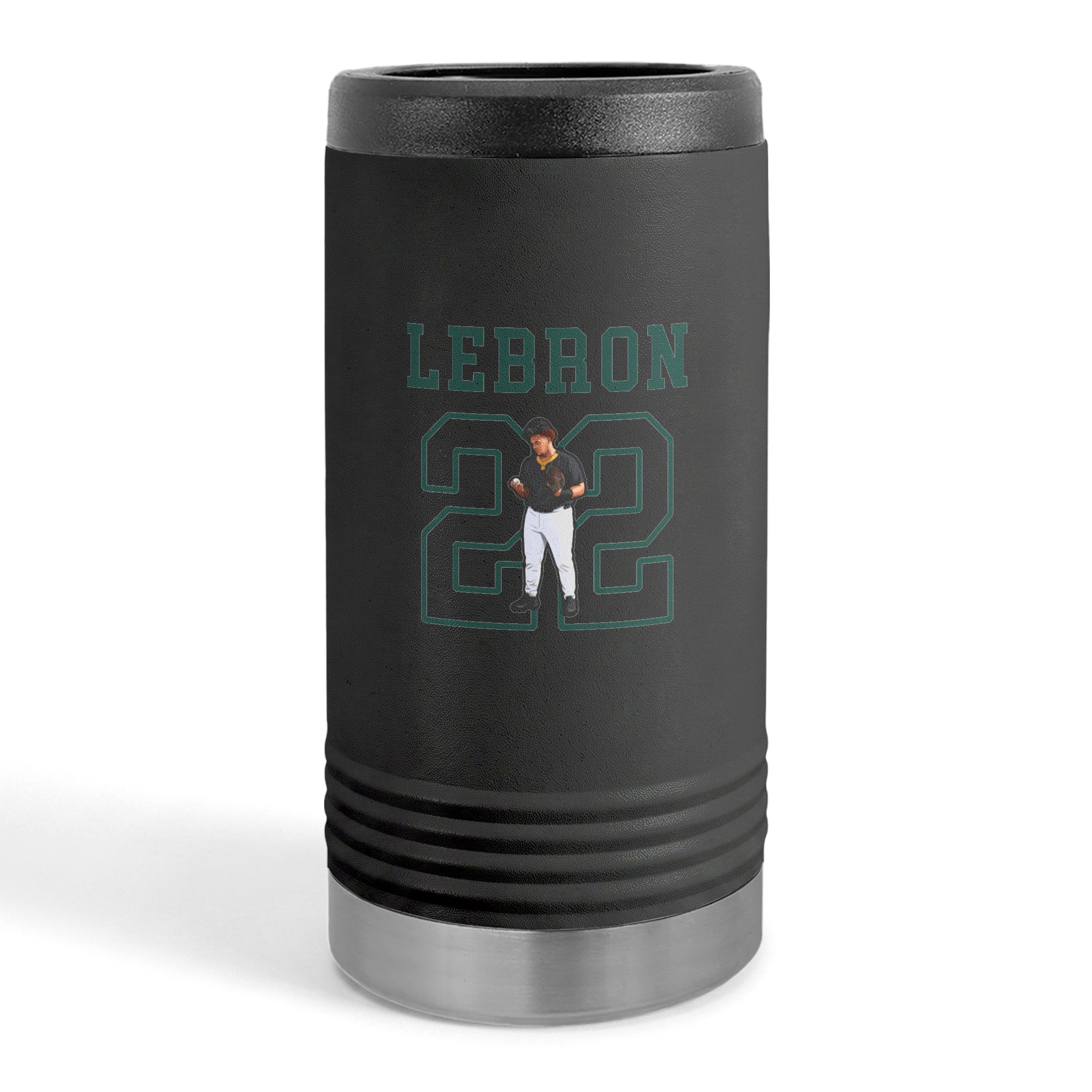 Slim Stainless Can Cooler — character_shirsey in Black