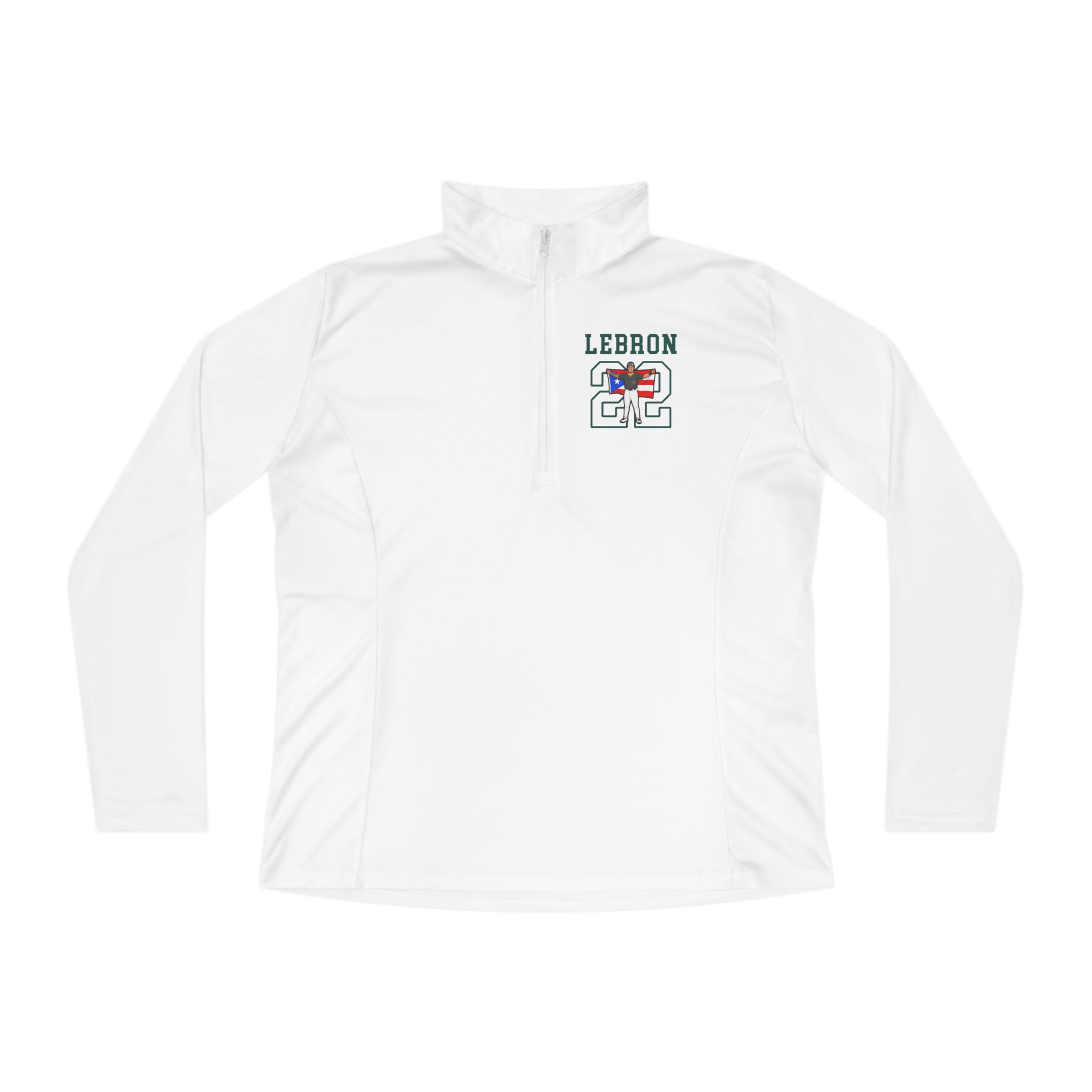 Women's Q-Zip Pullover — character_shirsey in White