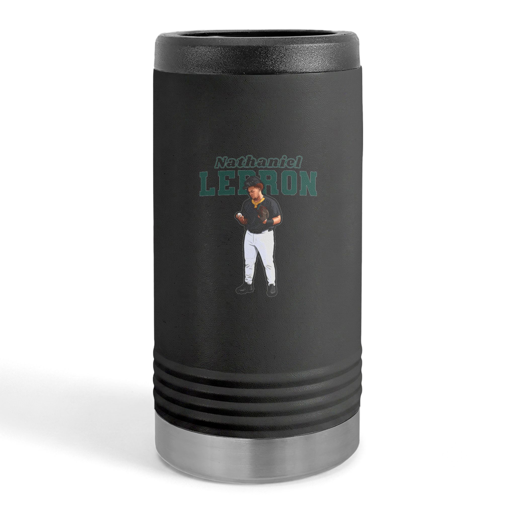 Slim Stainless Can Cooler — character_name_arch in Black