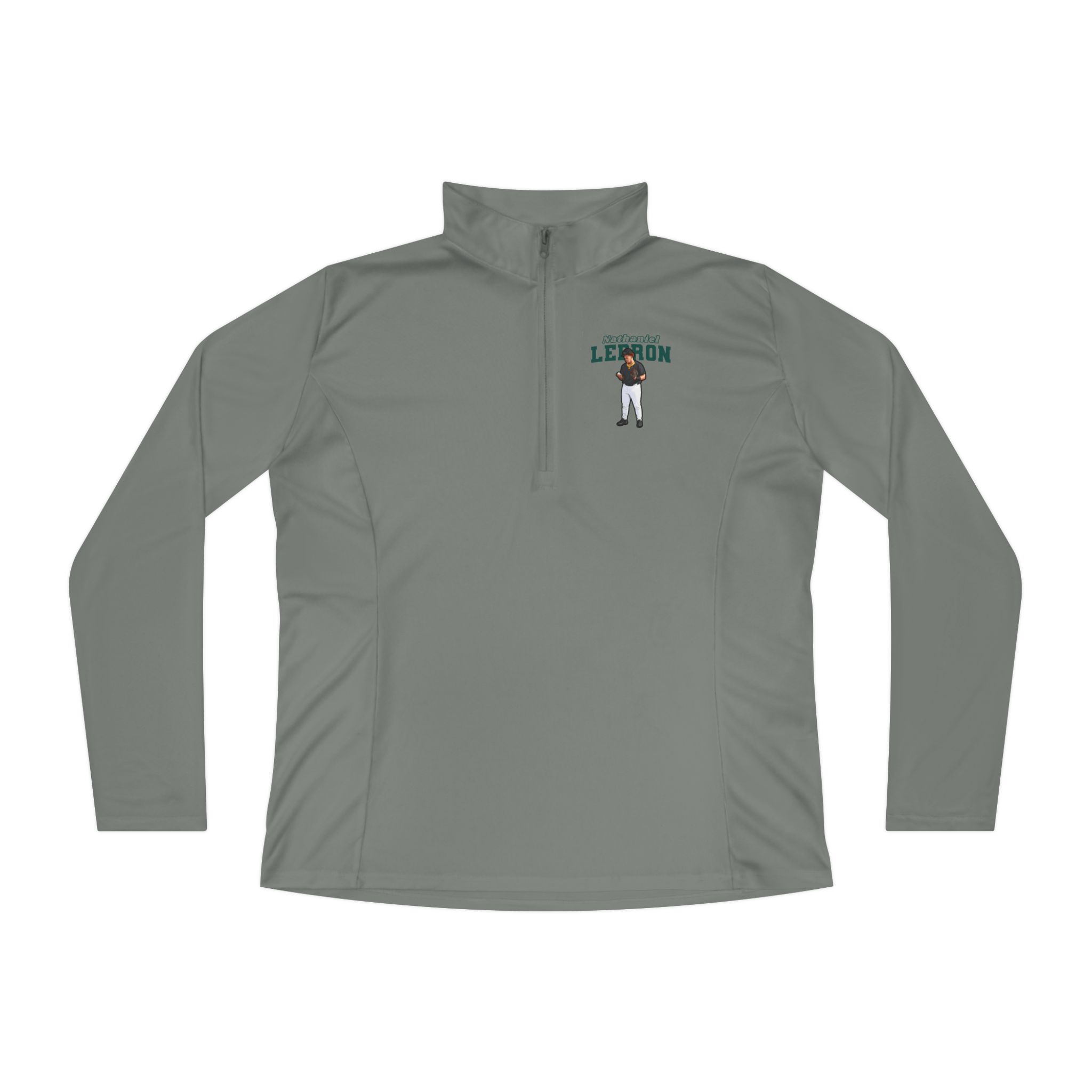 Women's Q-Zip Pullover — character_name_arch in Grey