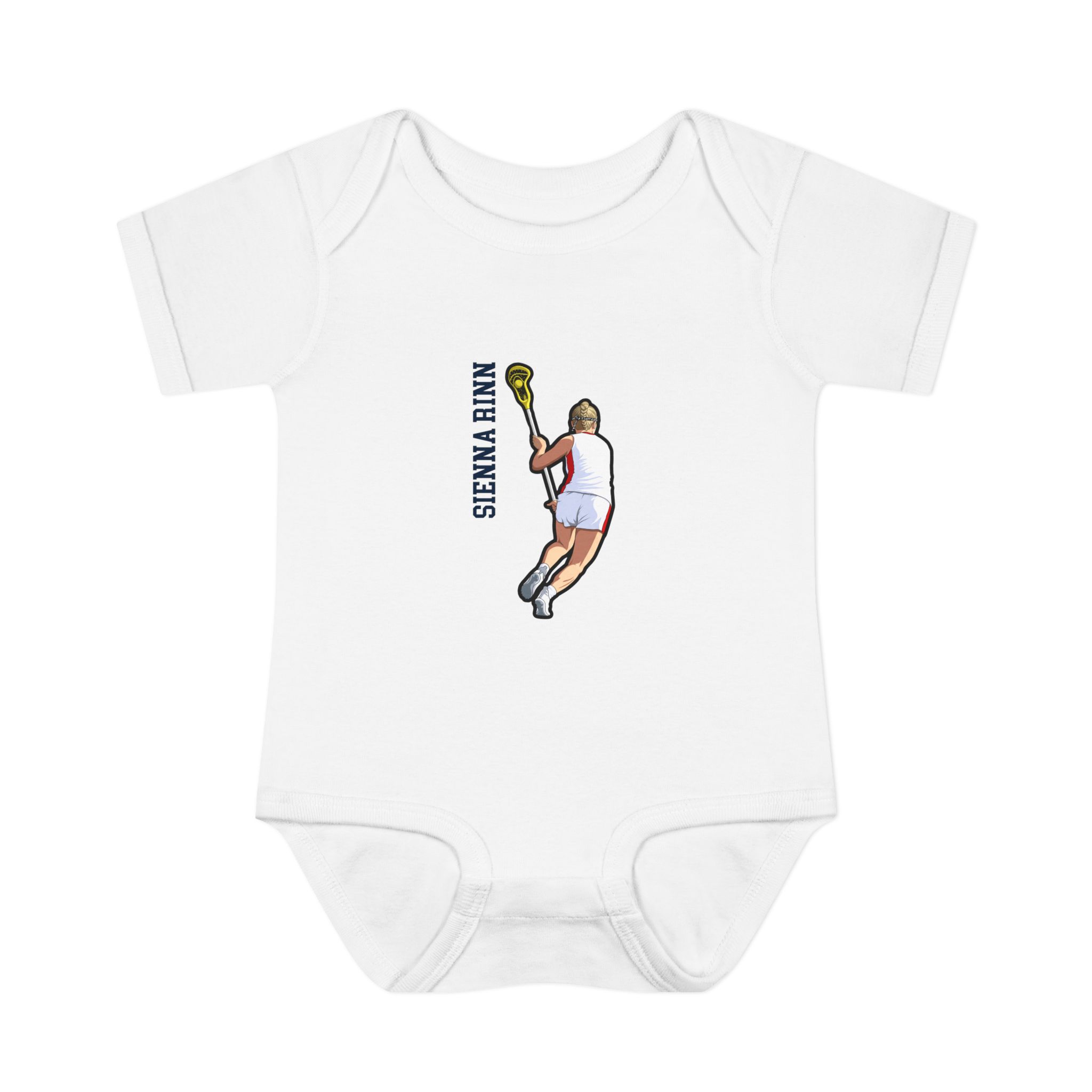 Baby Onesie — character_name_vertical in White