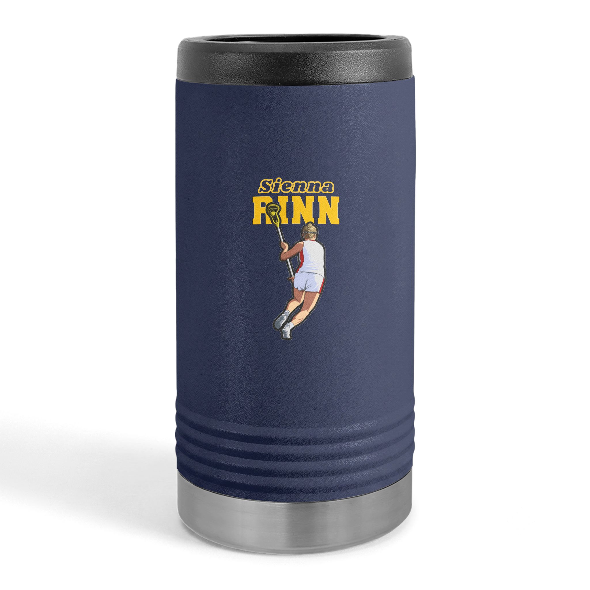 Slim Stainless Can Cooler — character_name_arch in Navy