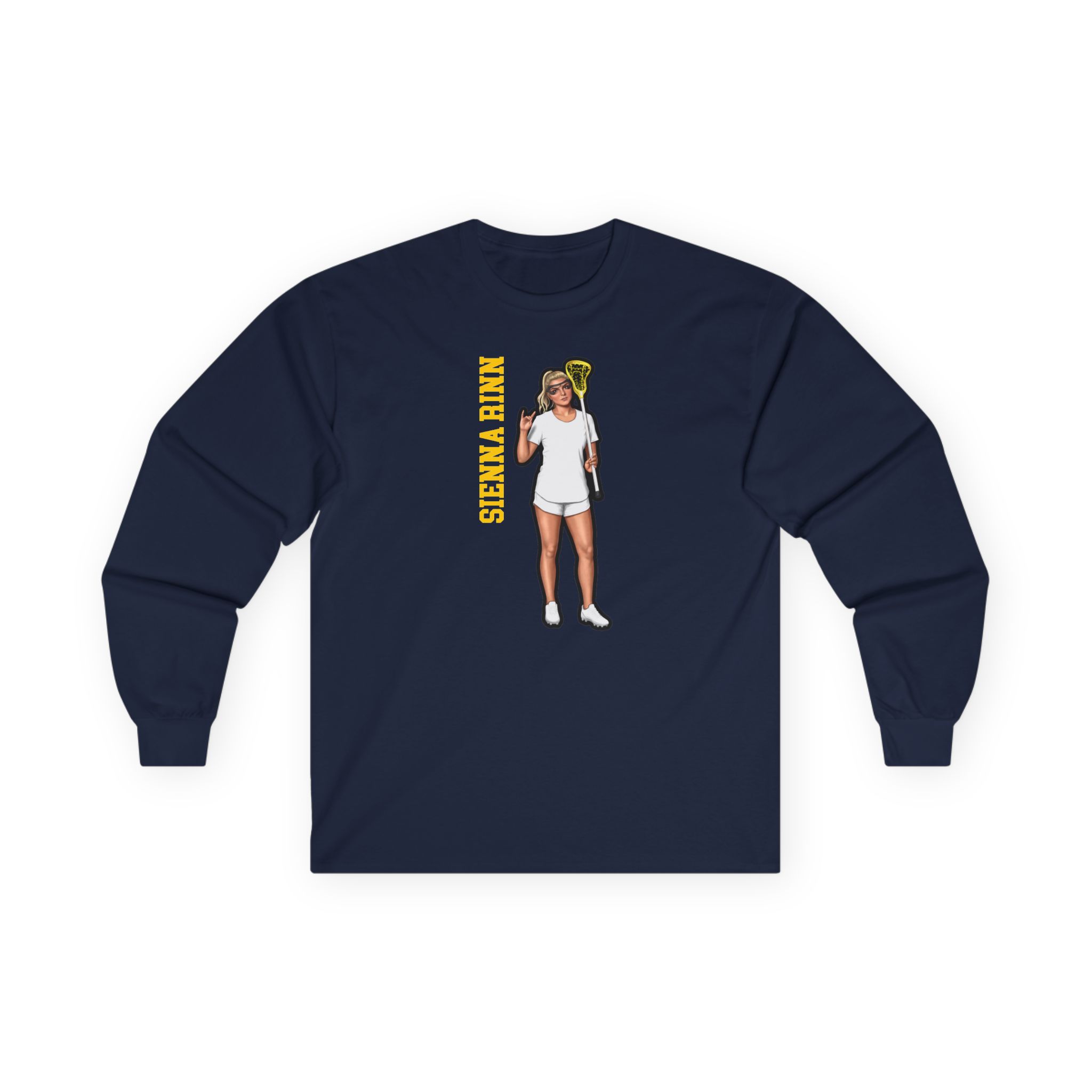 Long Sleeve Tee — character_name_vertical in Navy