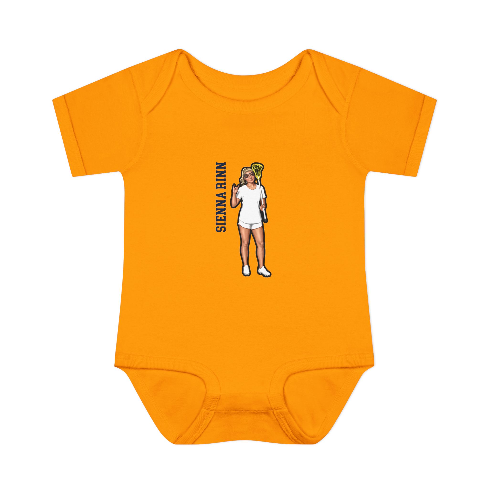 Baby Onesie — character_name_vertical in Gold