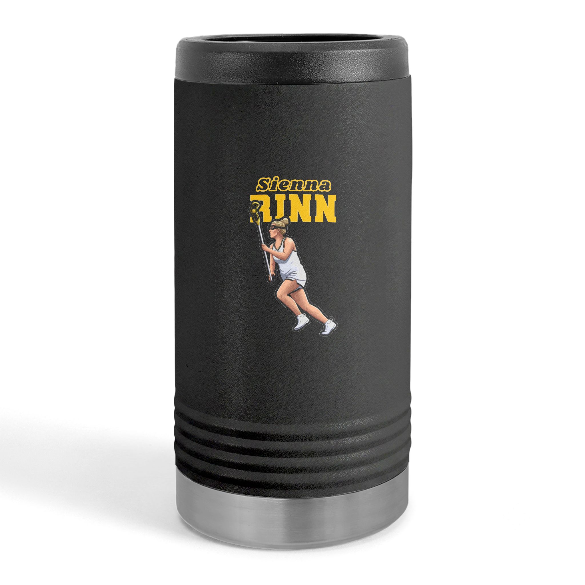 Slim Stainless Can Cooler — character_name_arch in Black