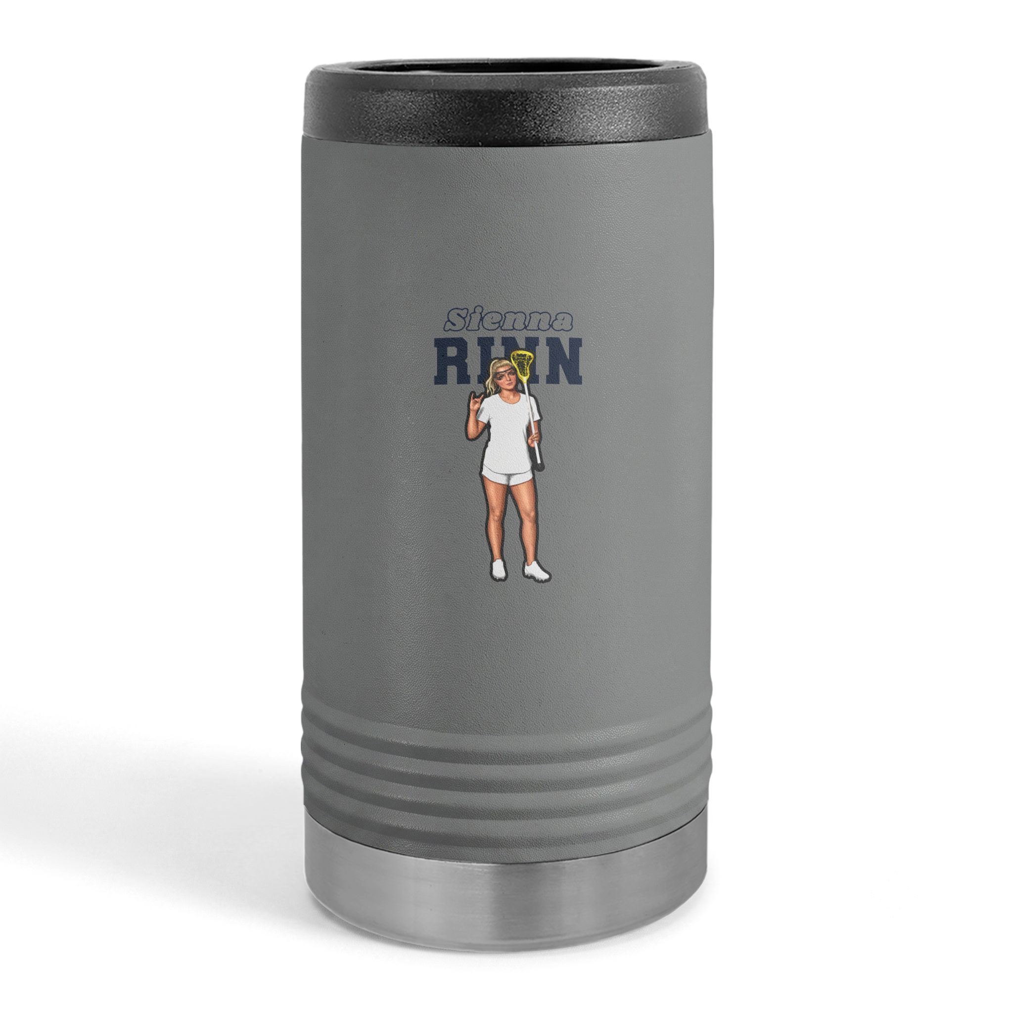 Slim Stainless Can Cooler — character_name_arch in Grey