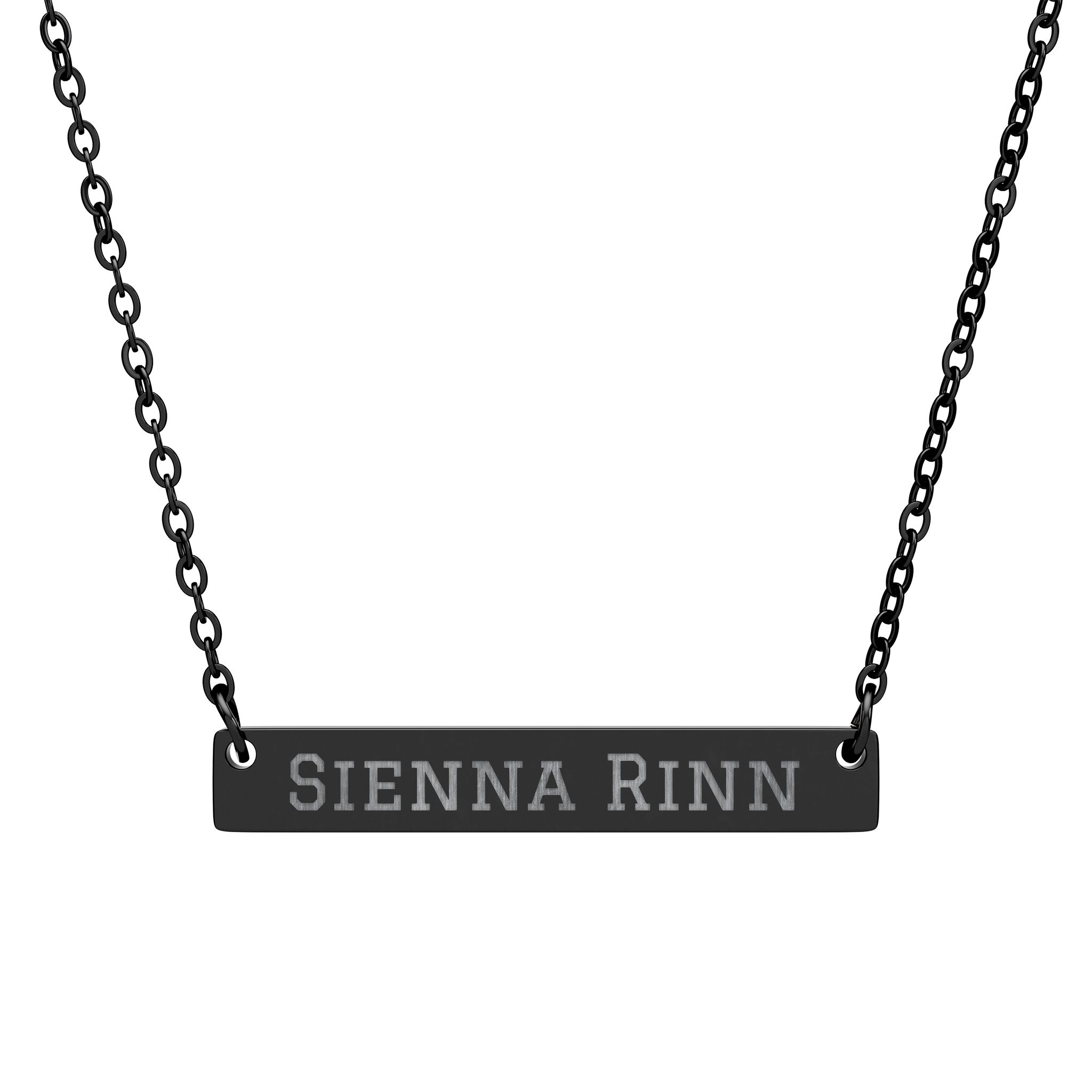 Engraved Bar Necklace — Classic in Black