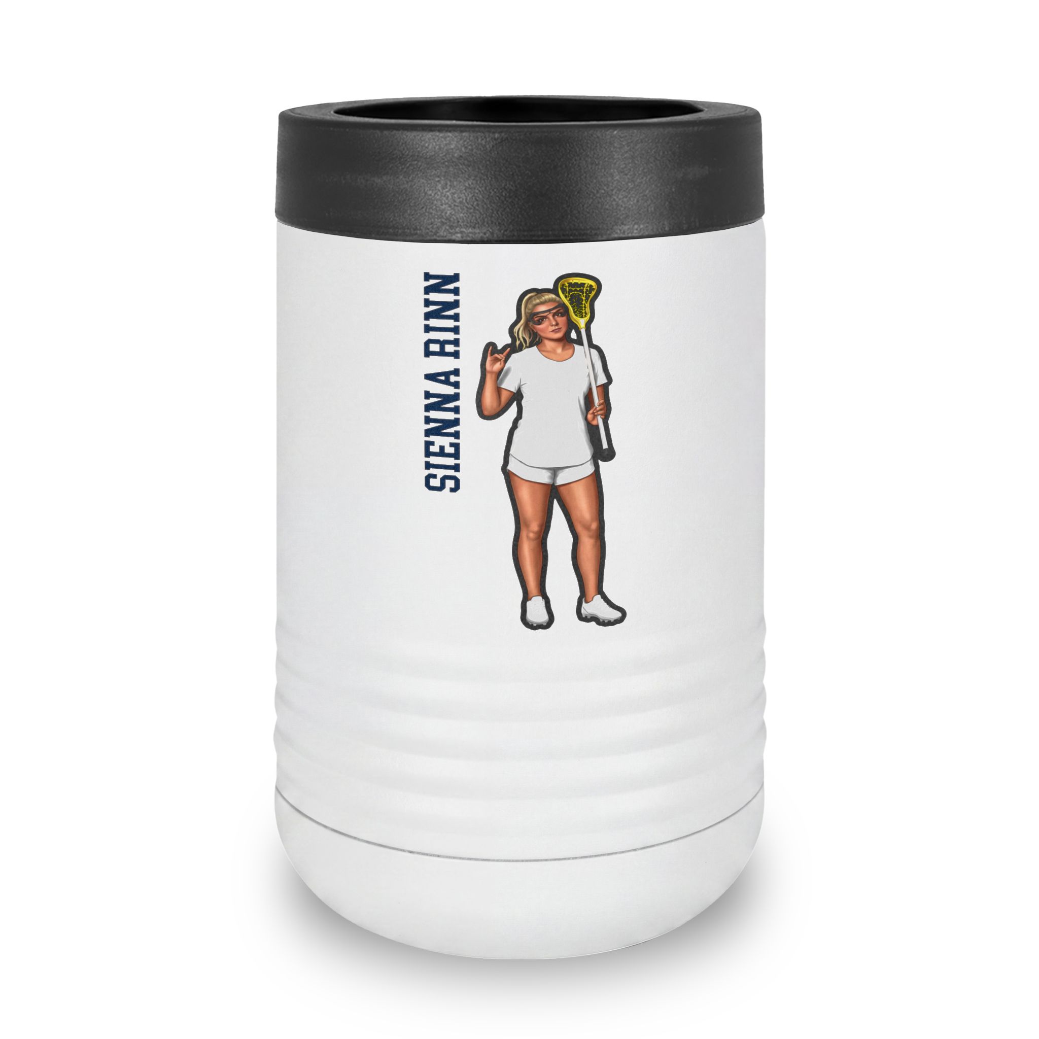 Stainless Can Cooler — character_name_vertical in White