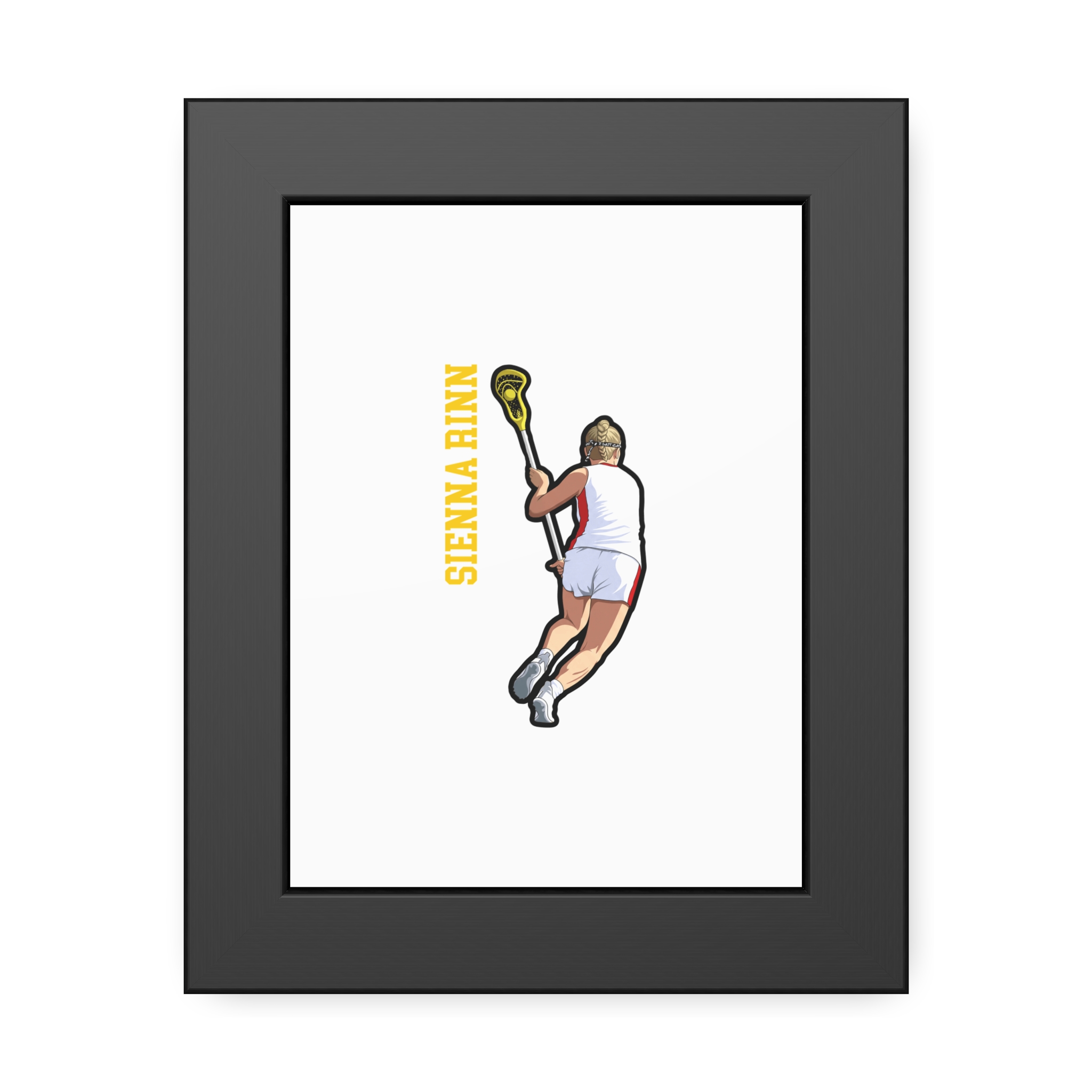 Framed Poster — character_name_vertical in Black
