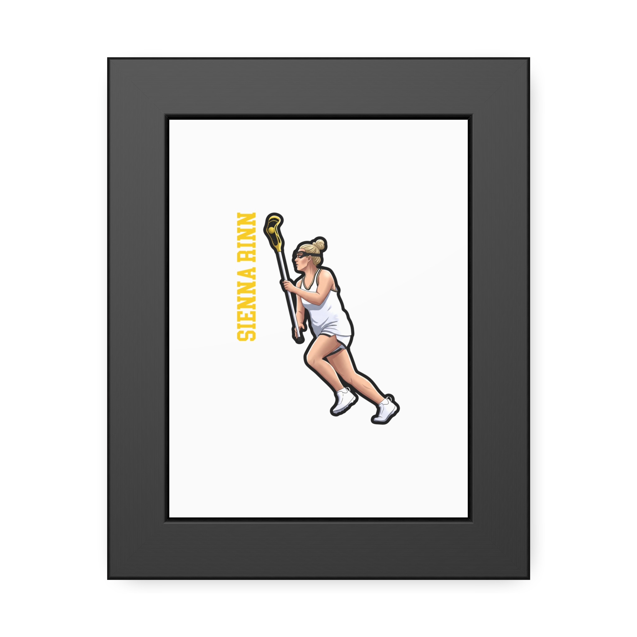 Framed Poster — character_name_vertical in Black