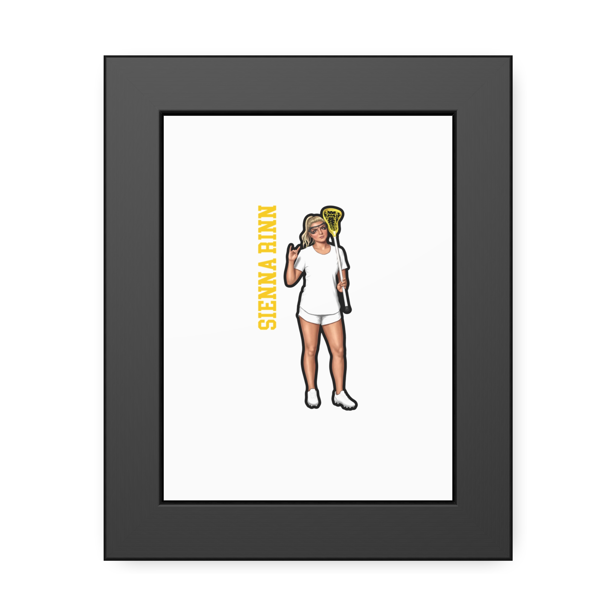 Framed Poster — character_name_vertical in Black