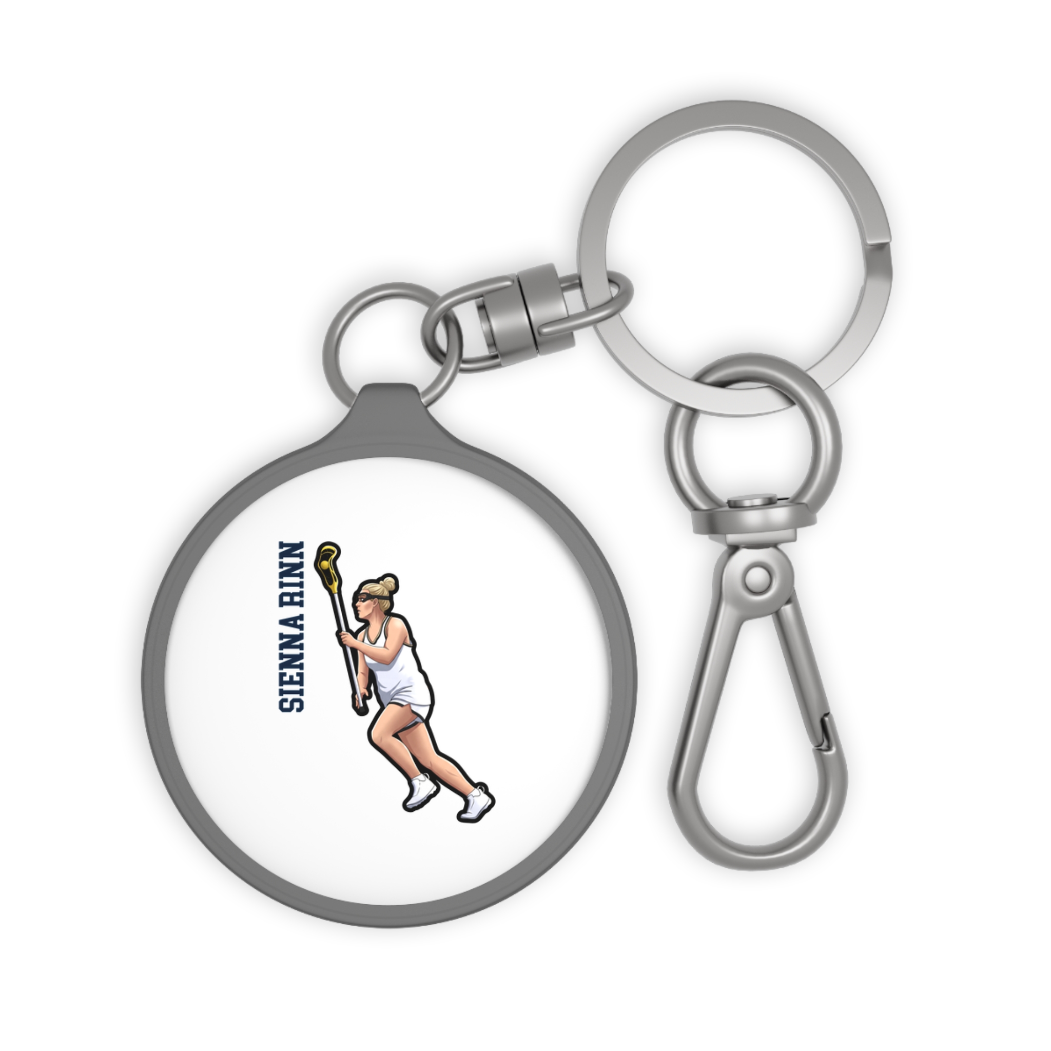 Keychain — character_name_vertical in Grey