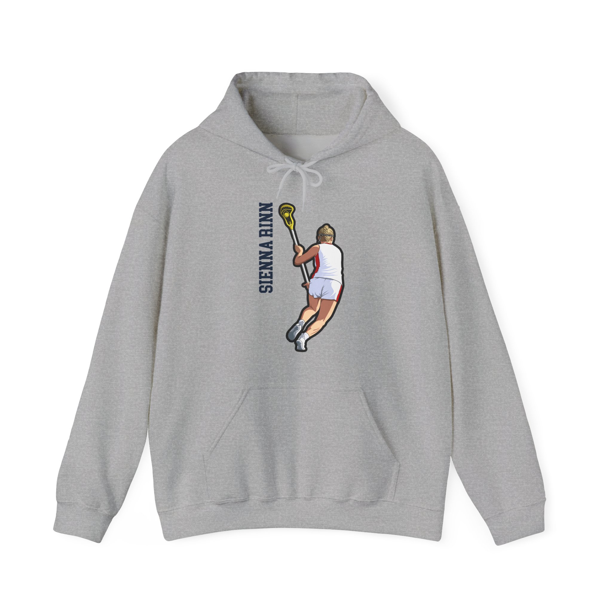 Hoodie — character_name_vertical in Grey