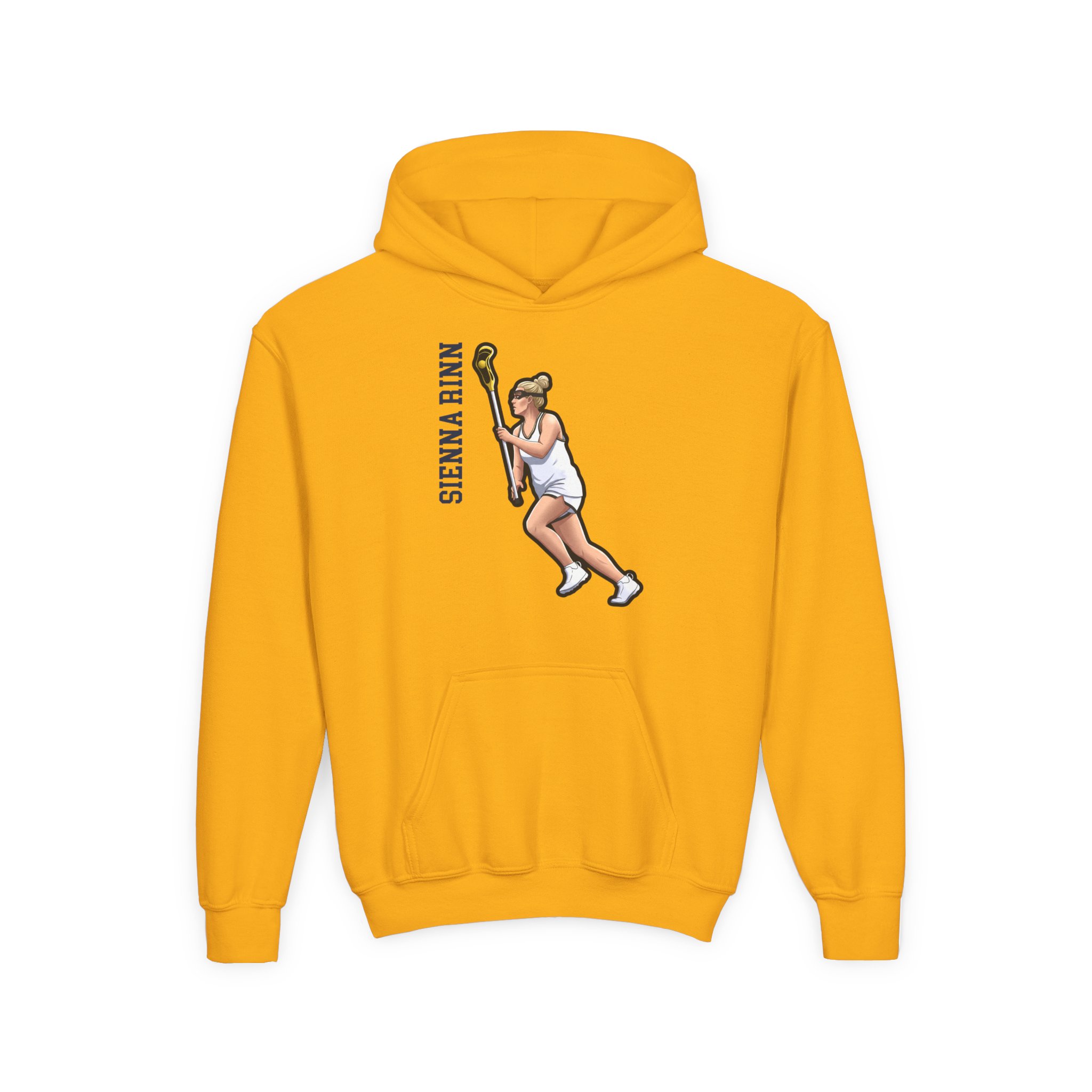 Youth Hoodie — character_name_vertical in Gold