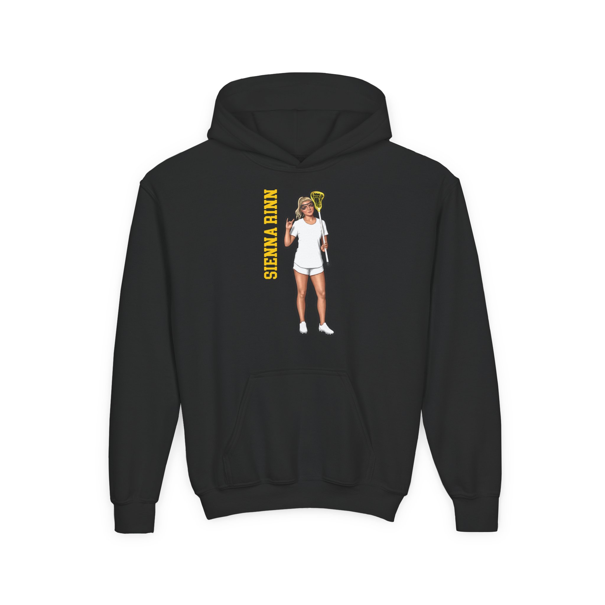 Youth Hoodie — character_name_vertical in Black