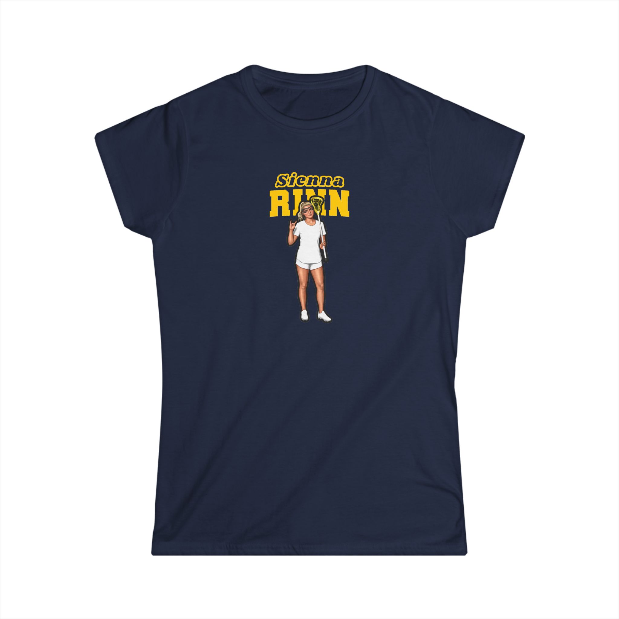 Women's Softstyle Tee — character_name_arch in Navy