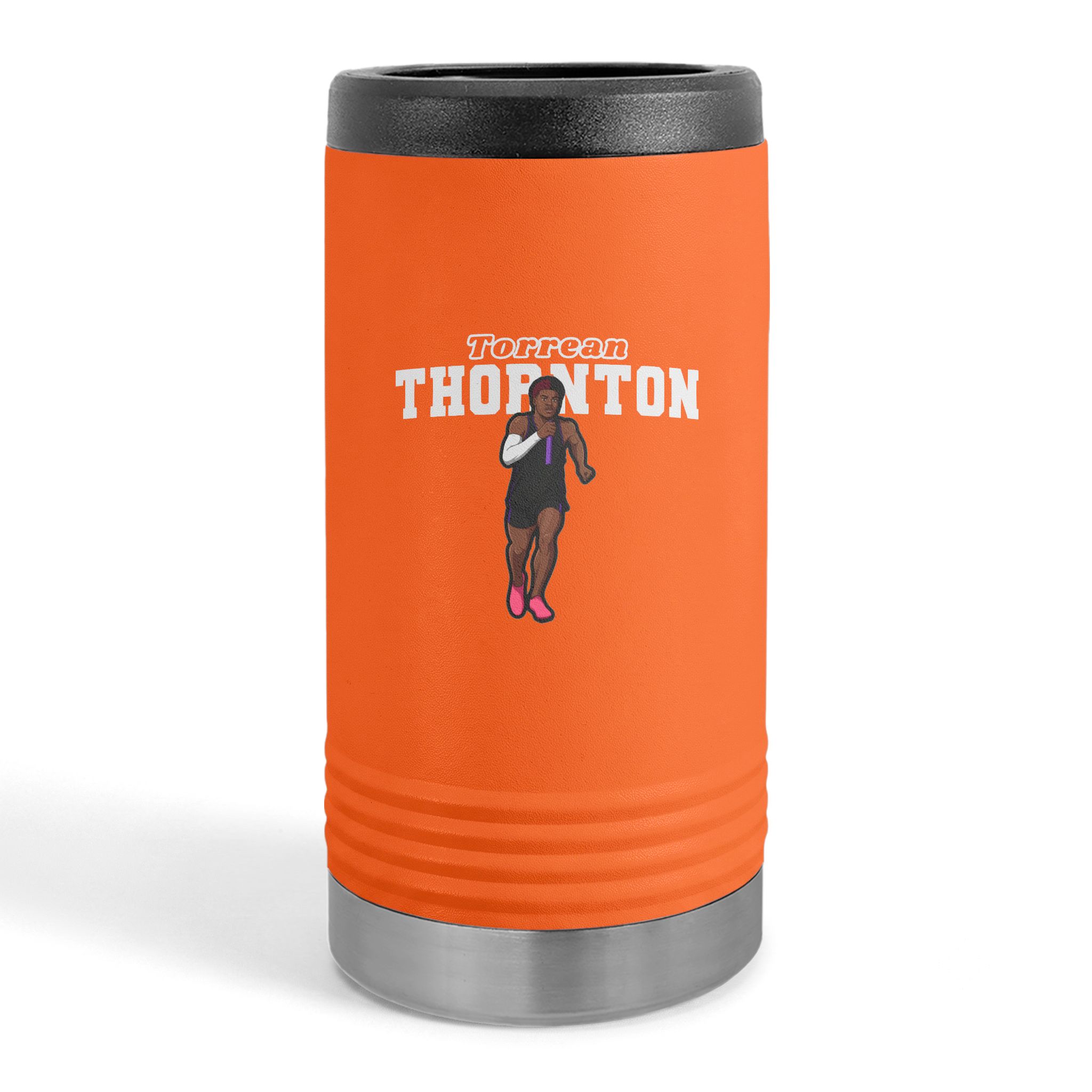 Slim Stainless Can Cooler — character_name_arch in Orange