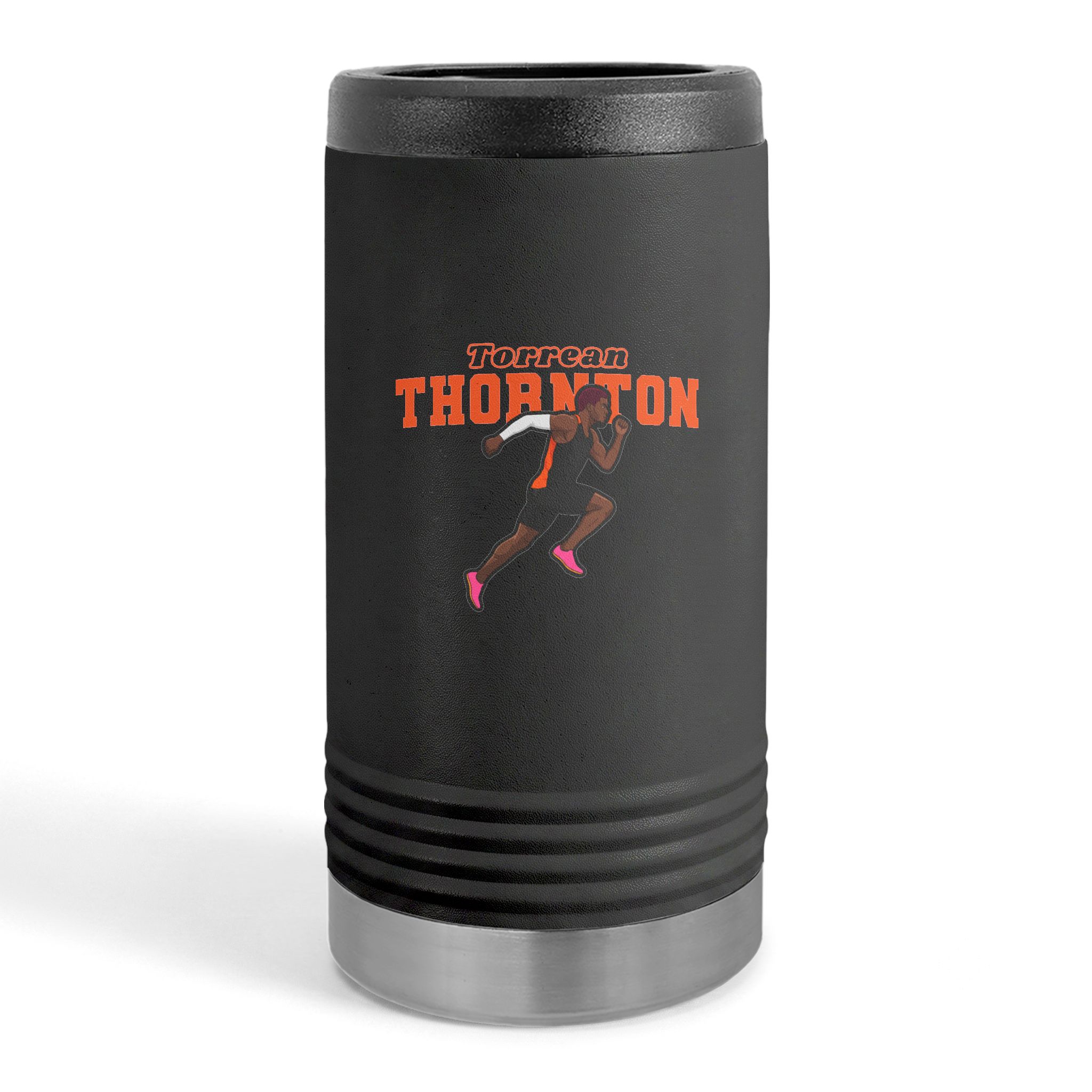 Slim Stainless Can Cooler — character_name_arch in Black