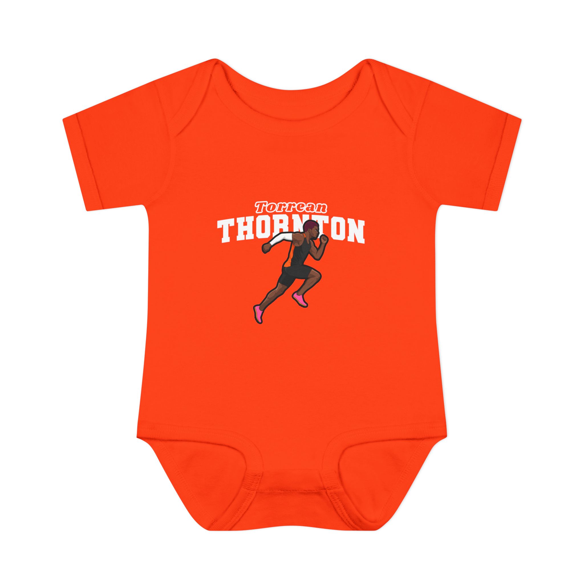 Baby Onesie — character_name_arch in Orange
